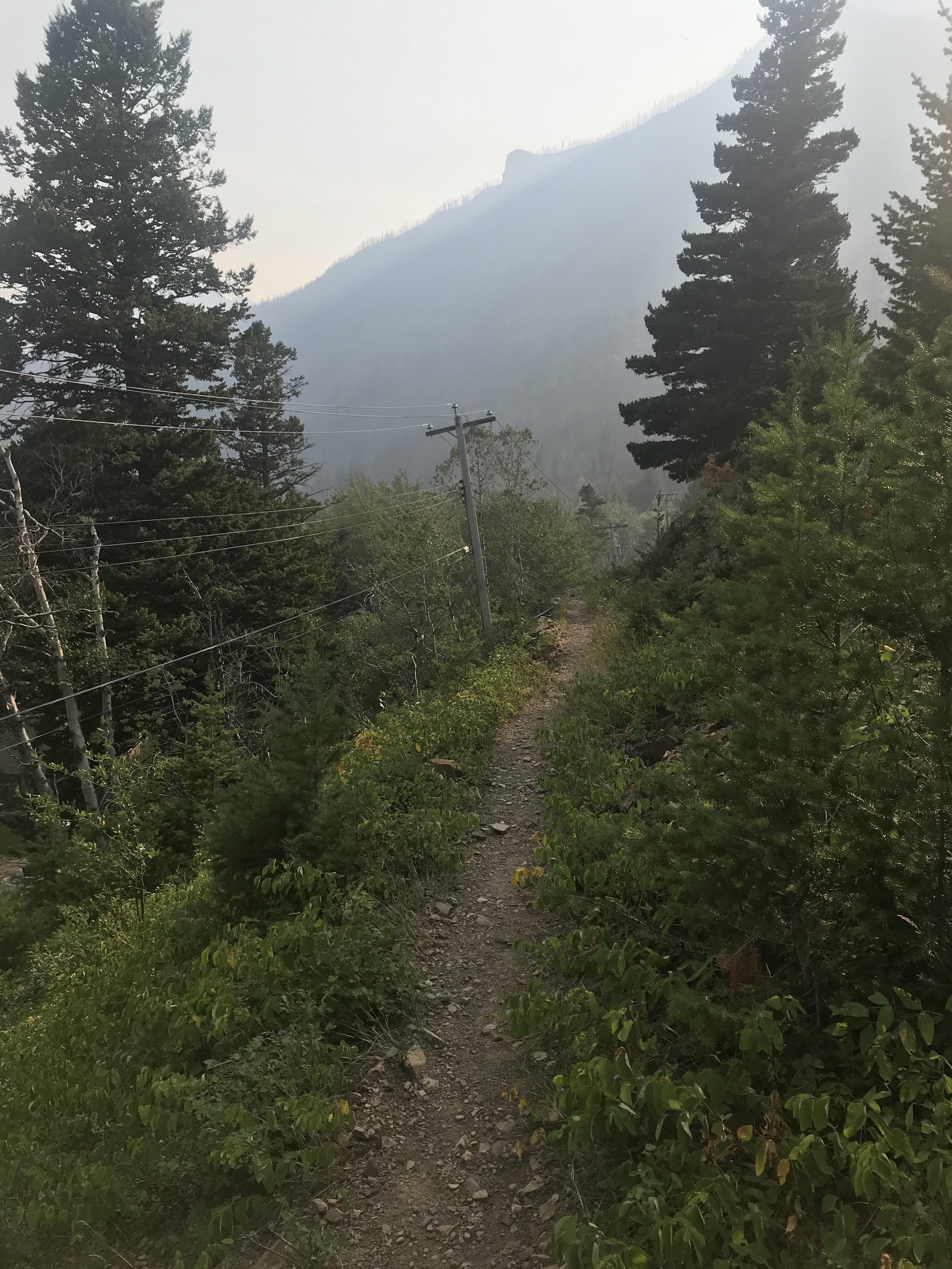 Running from the Canadian side to the US border at the Waterton National Park. No wall there
