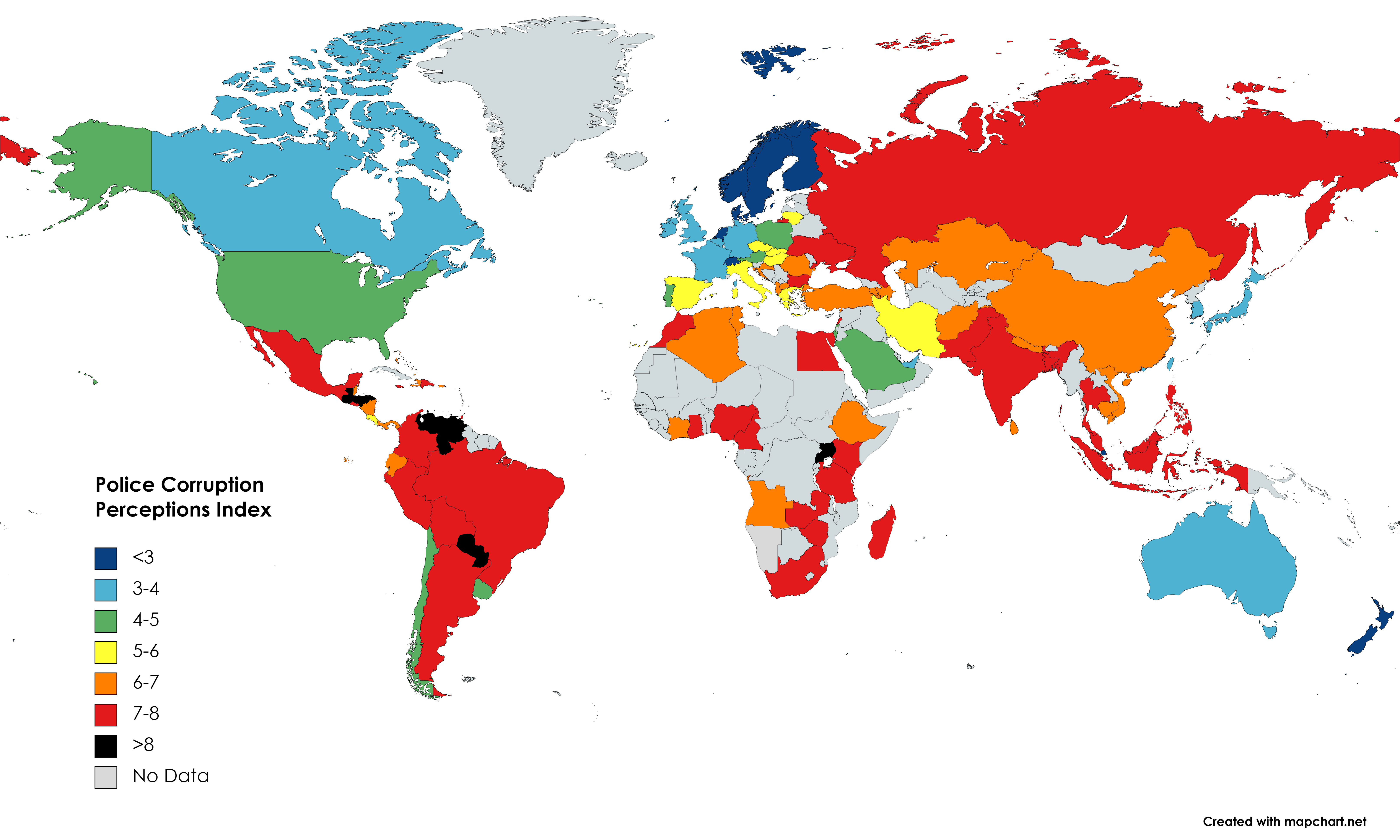 Police Corruption Perception Index by Country r/MapPorn