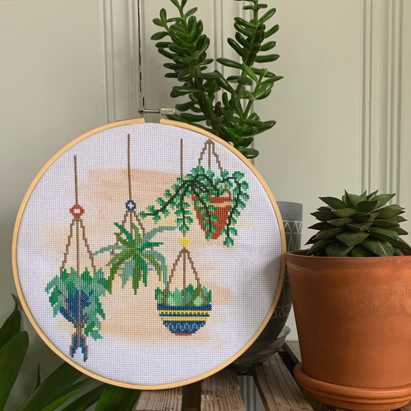[FO] hanging plants, pattern by Cross Stitching Lovers on Etsy. r/CrossStitch