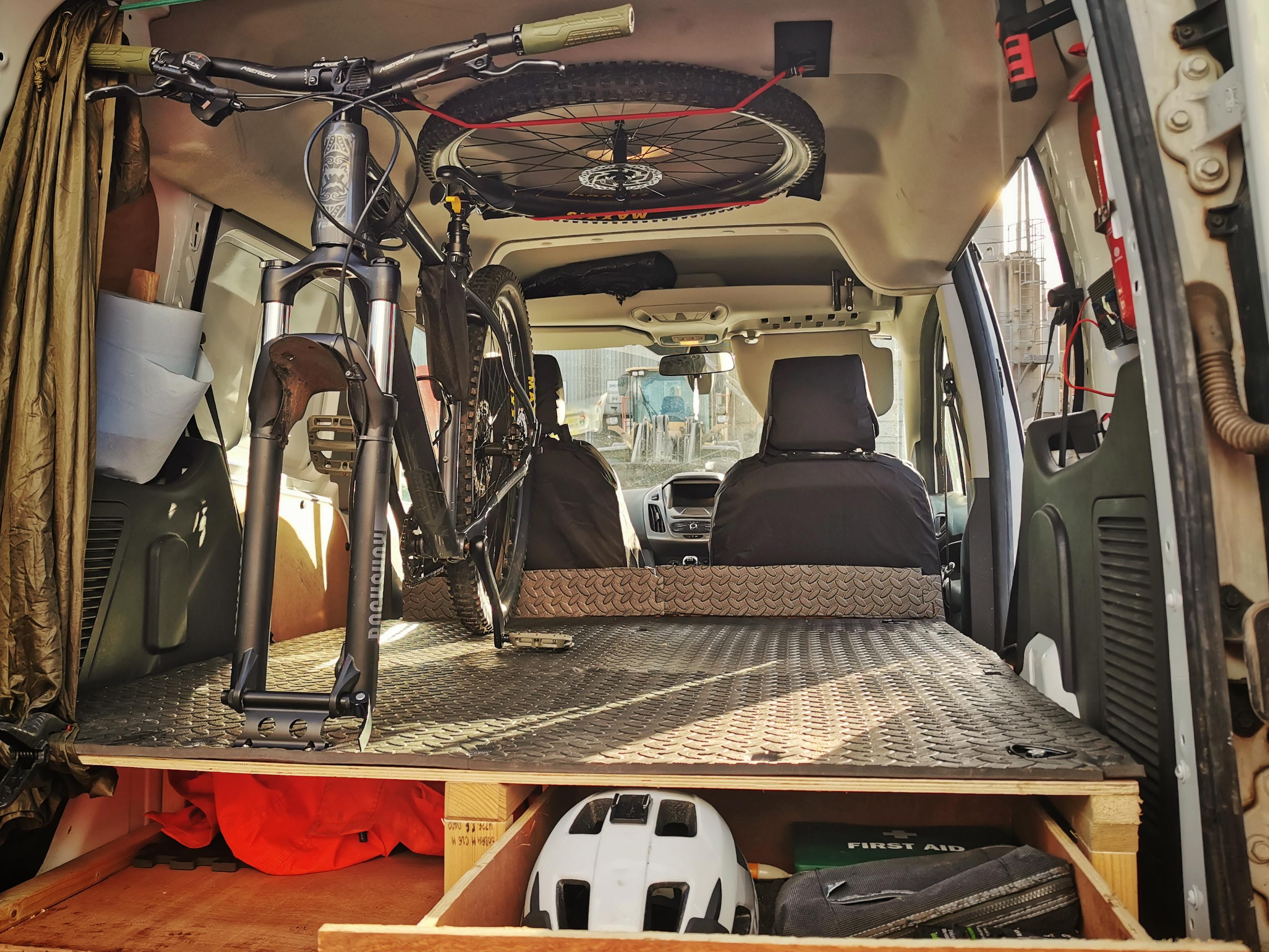 Van build for transporting my MTB, lots of storage! r/MTB