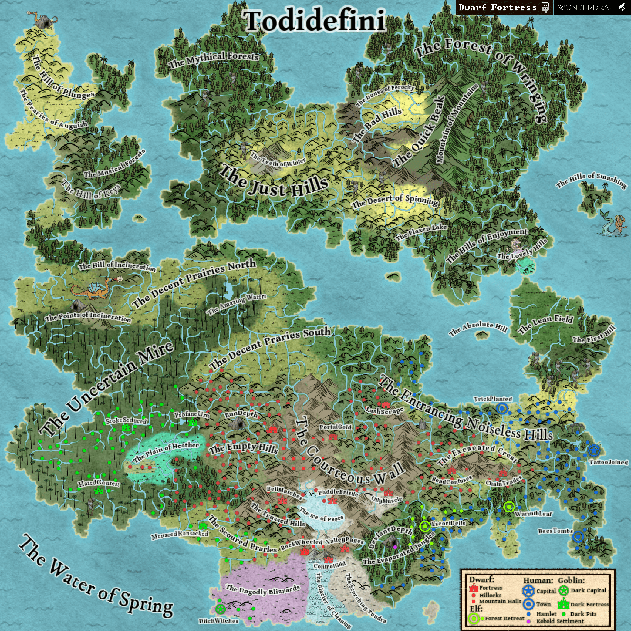 Use the world map and rename your dwarves in Dwarf Fortress
