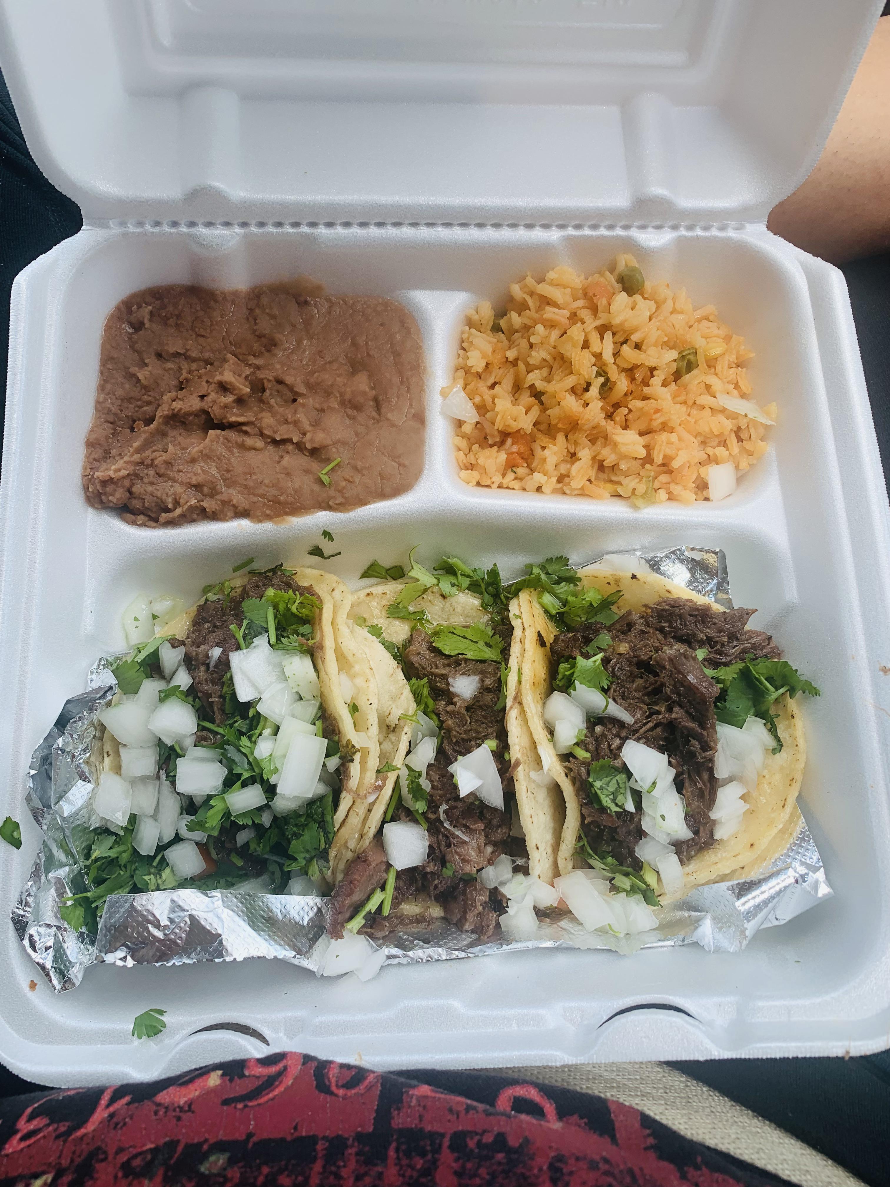 How many calories in these barbacoa tacos with rice and beans? r/caloriecount