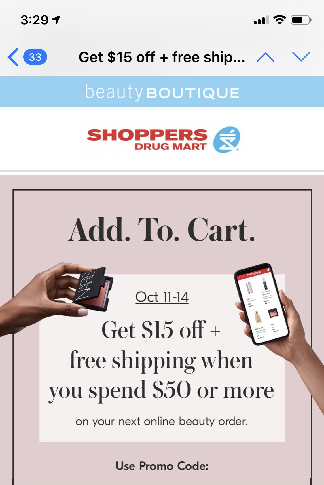 Beauty Boutique Promo Free Shipping + 15 off of 50! r