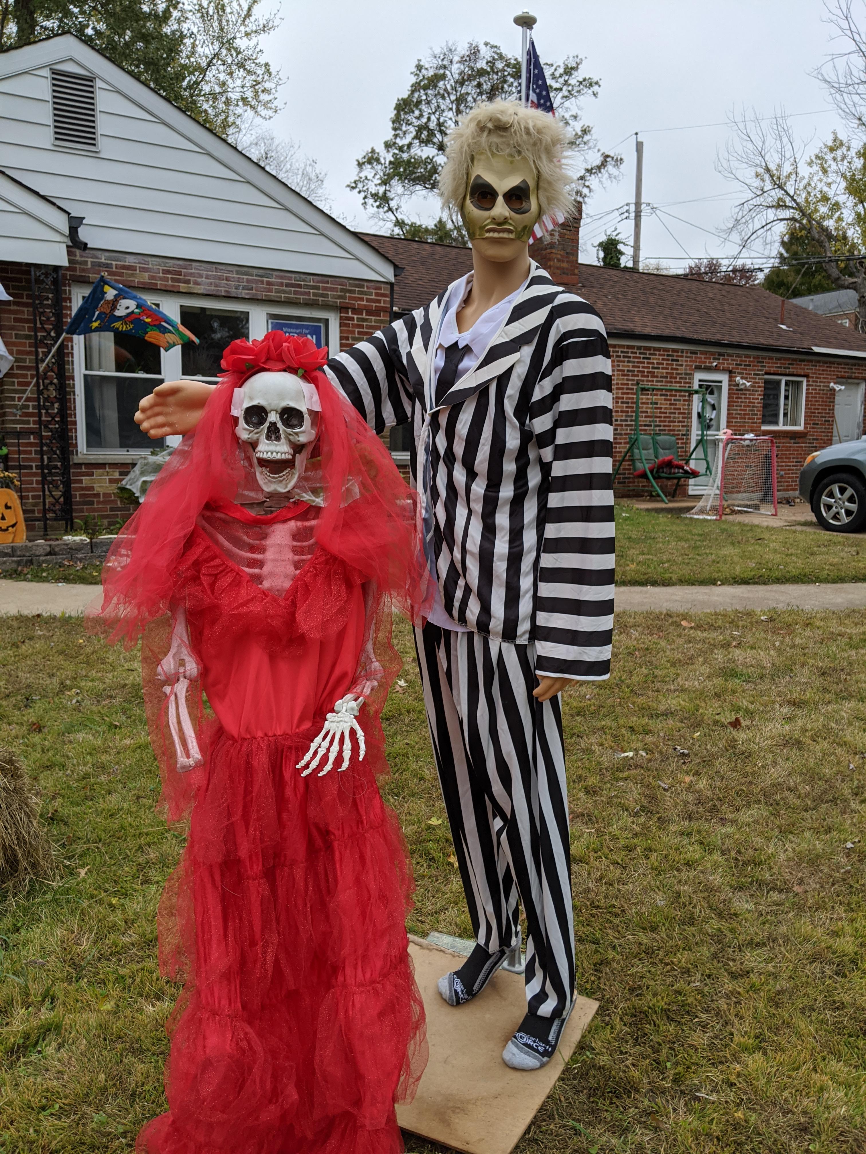 Halloween decorations in our yard! Beetlejuice