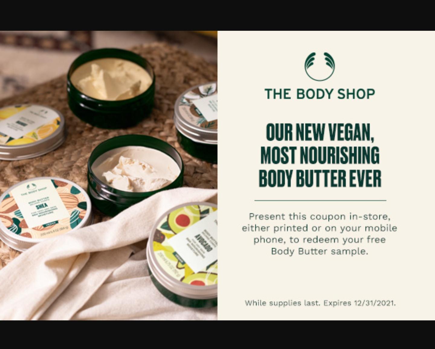 Free Body Butter from The Body Shop Coupon from Sampler r/freebies