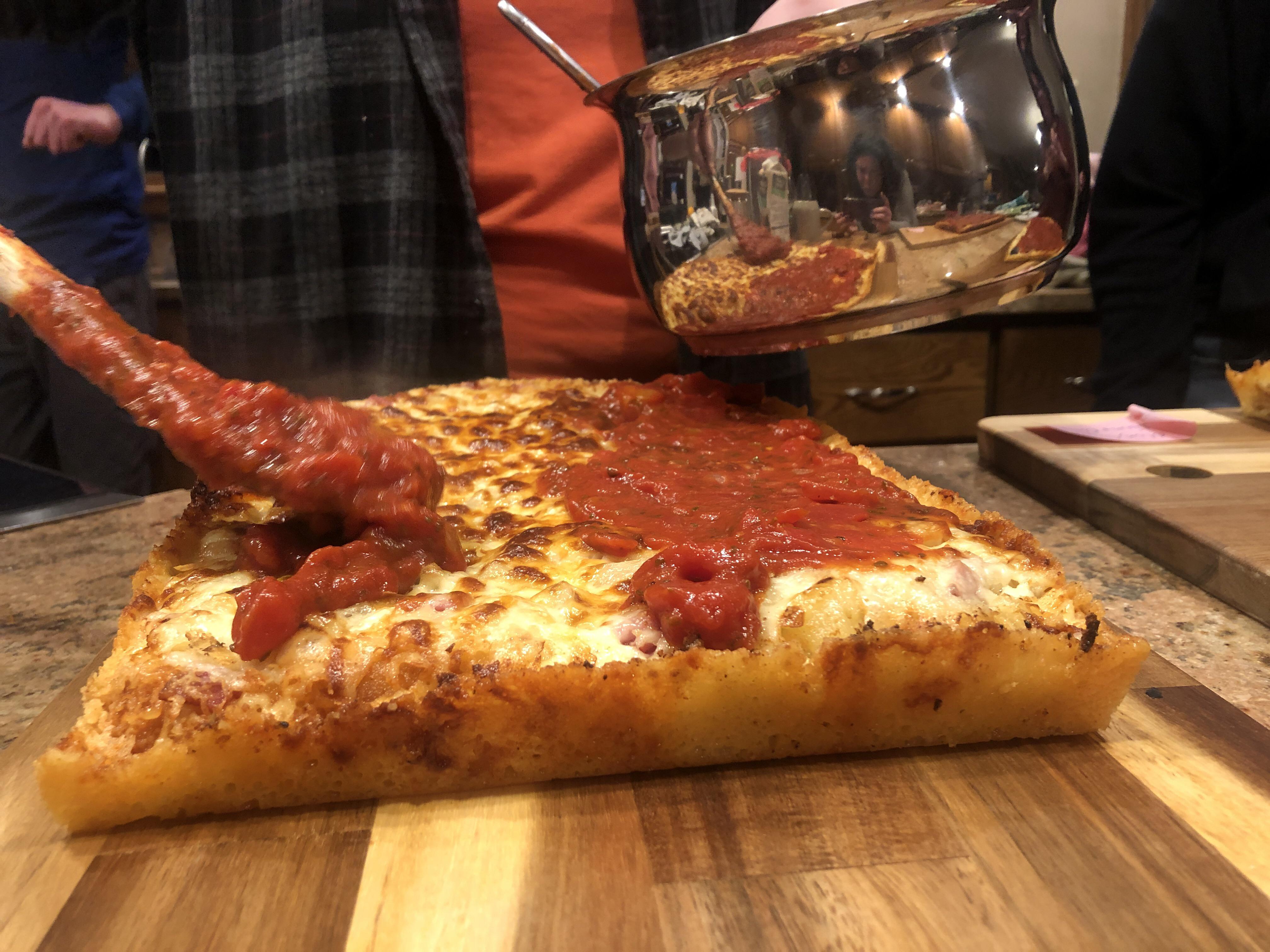[Homemade] Detroit Style Deep Dish food