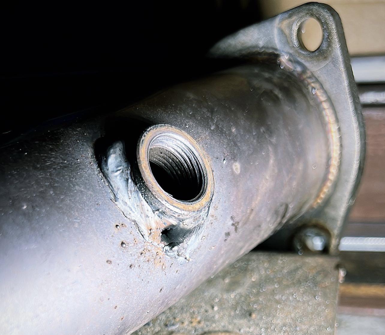 Had an exhaust shop weld an o2 sensor bung. Wondered why the engine was