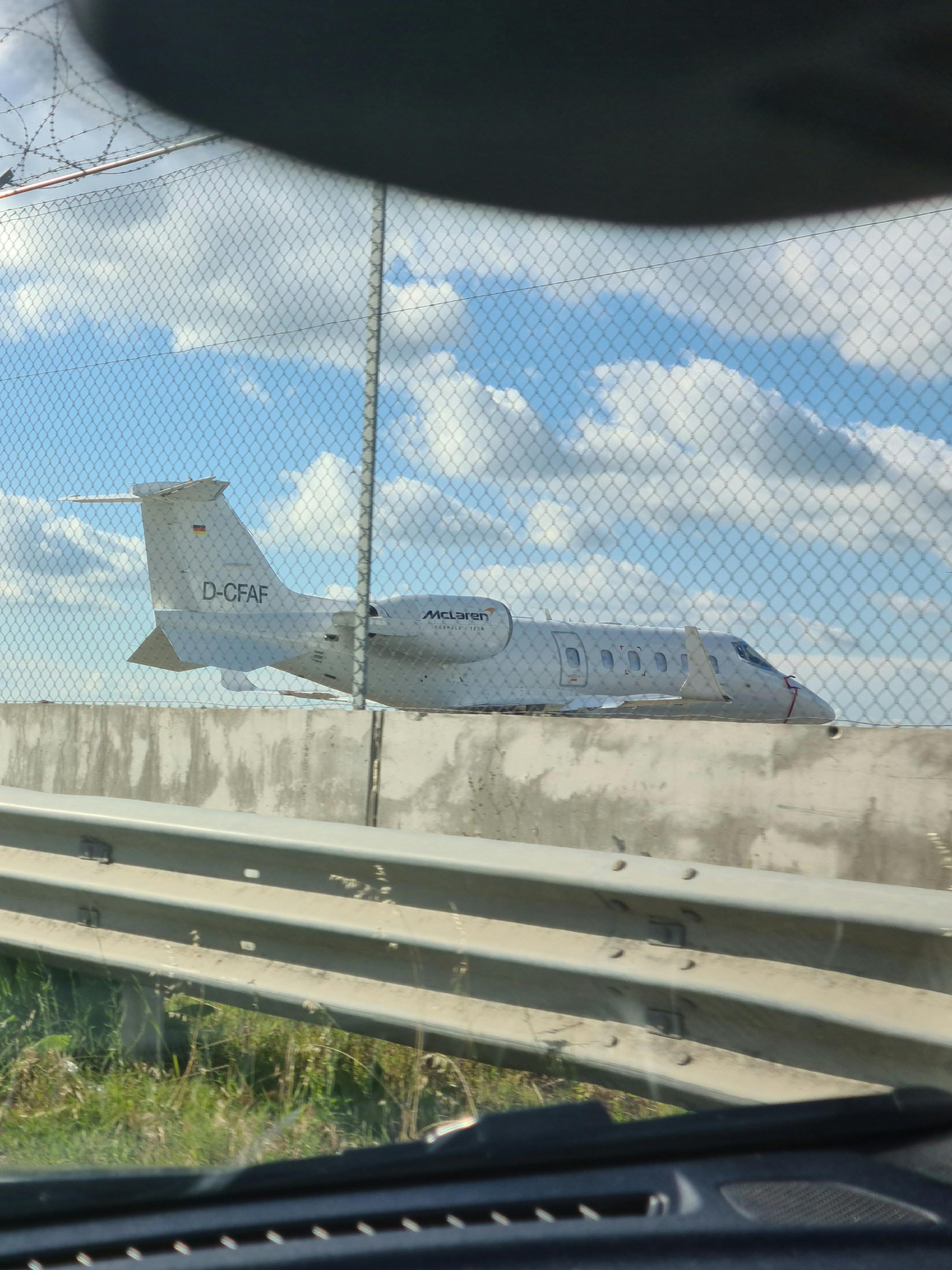 The private jet of the McLaren F1 Team landed at the Bologna airport