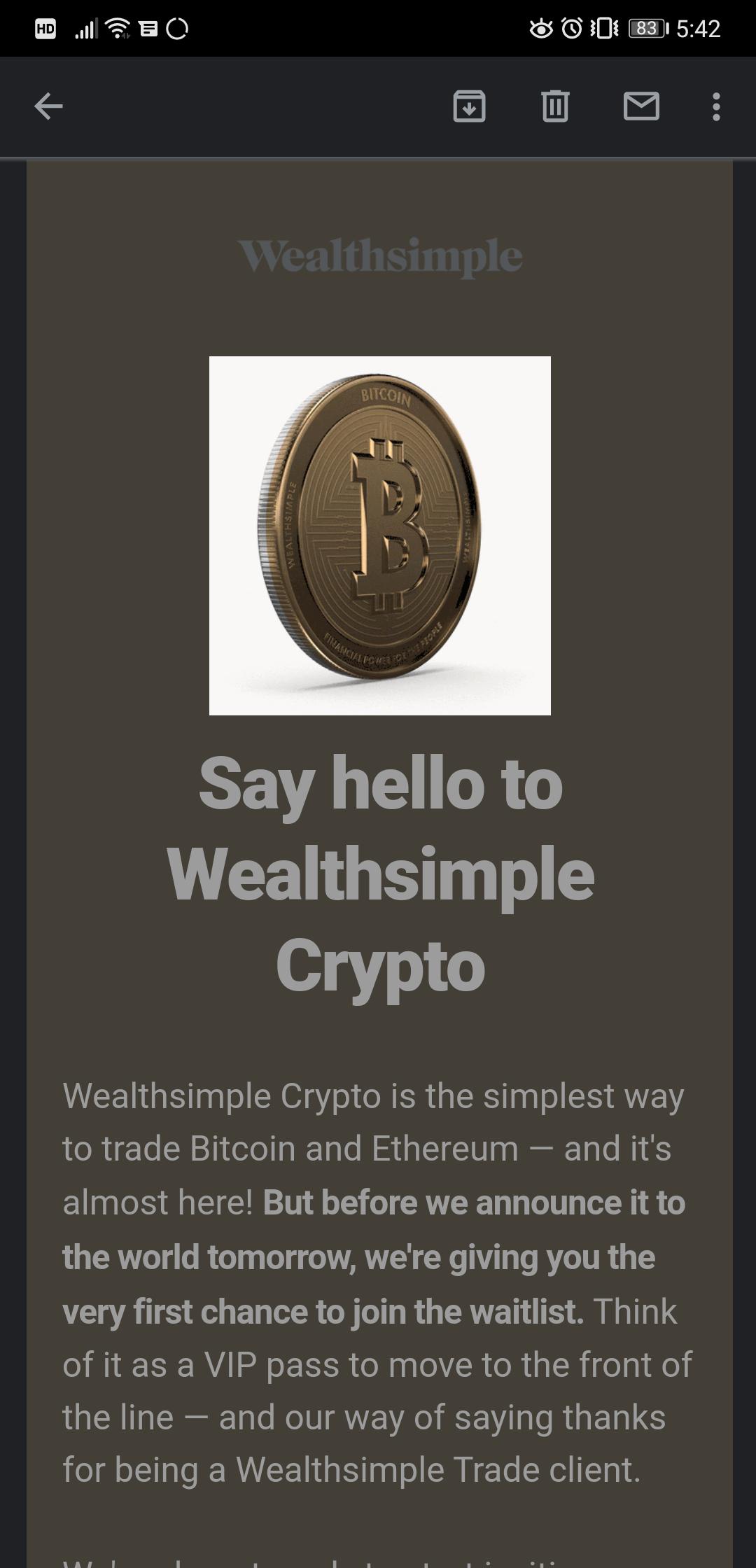 Say hello to WealthSimple Crypto! CanadianInvestor
