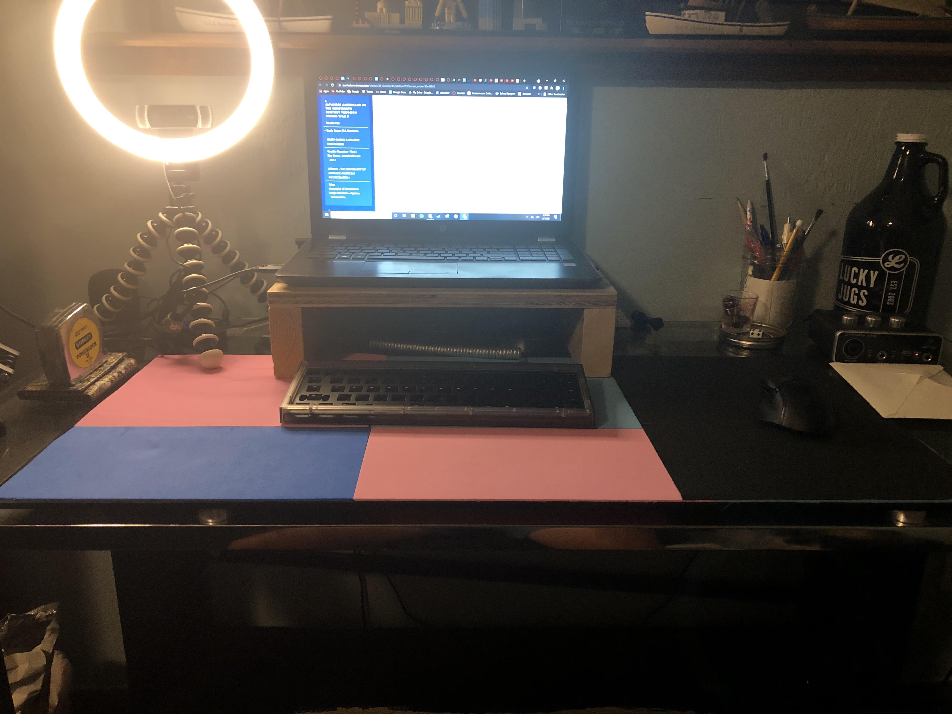 My current desk setup, nk65 ee with no switches (akko is taking forever