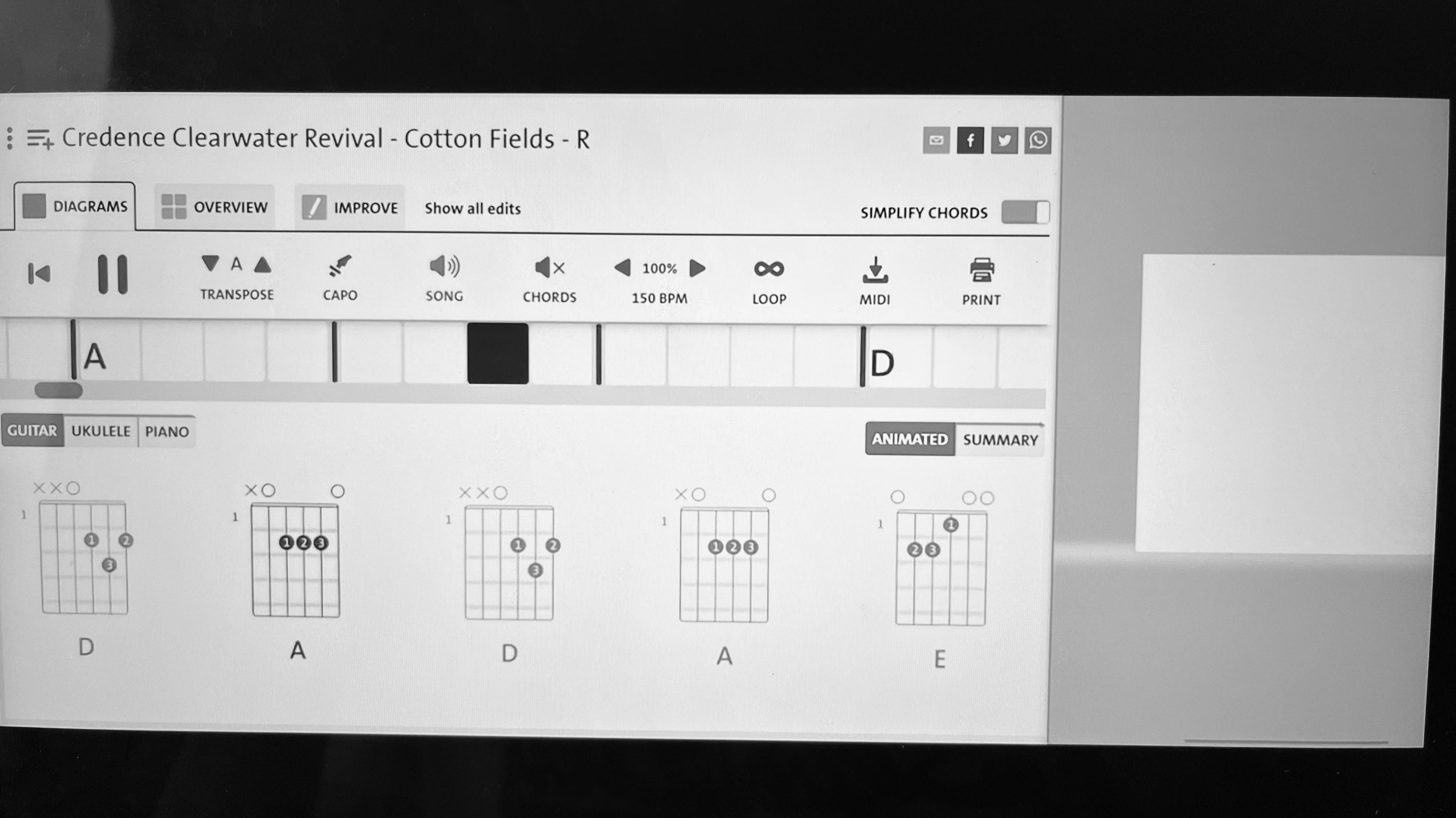 Cotton Fields Guitar Chords