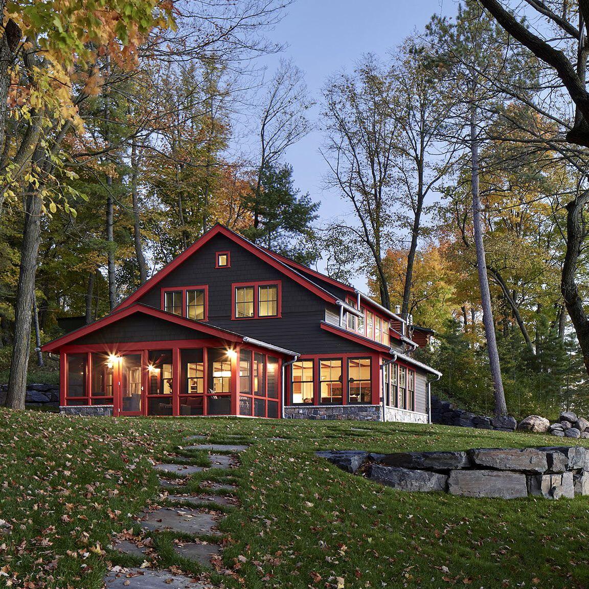 Fish Trap Lake Retreat cabin in Cushing, Minnesota. Designed by