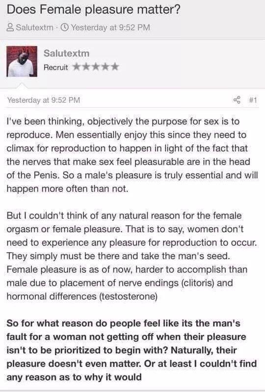 OBJECTIVELY, the purpose for sex is to reproduce’’ oh, honey : r