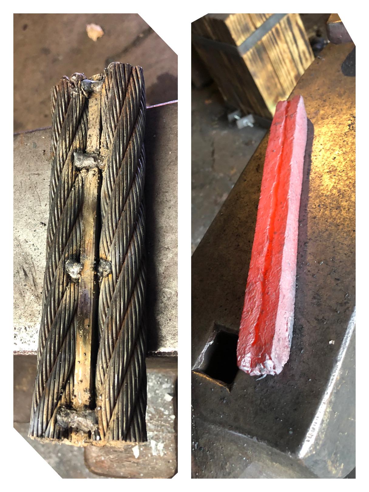 Crane cable & 1084 San Mai 🐝 r/Blacksmith