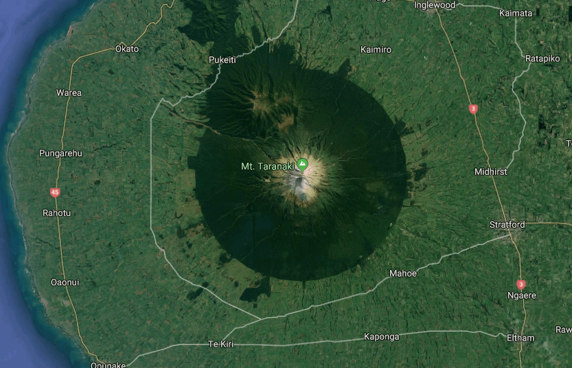 Egmont National Park in New Zealand is almost a perfect circle r
