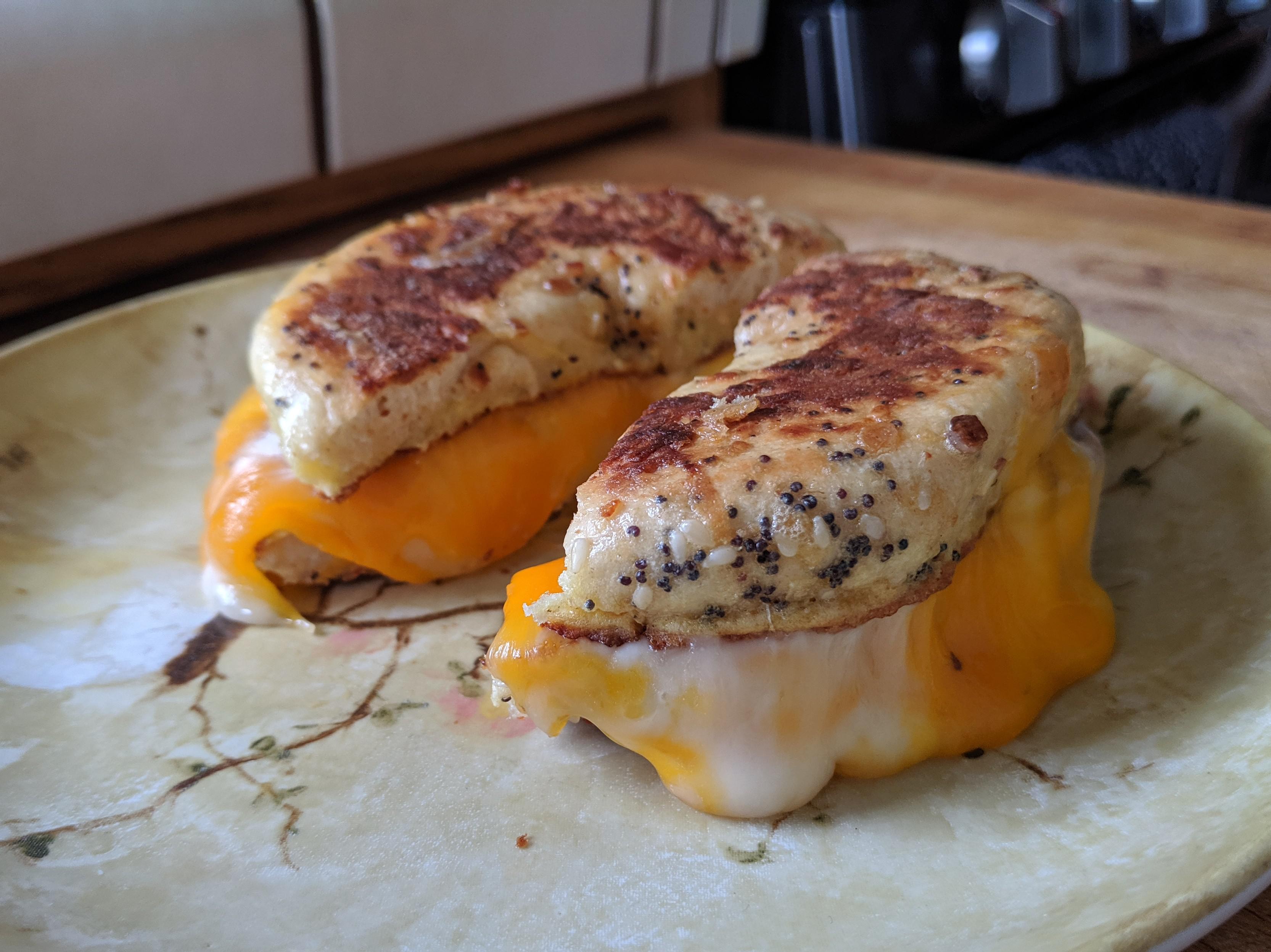 Cheddar and Mozzarella on Everything Bagel French Toast r/grilledcheese