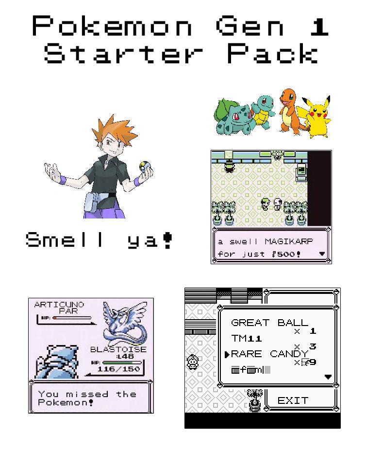 Pokemon Gen 1 Starter Pack r/starterpacks