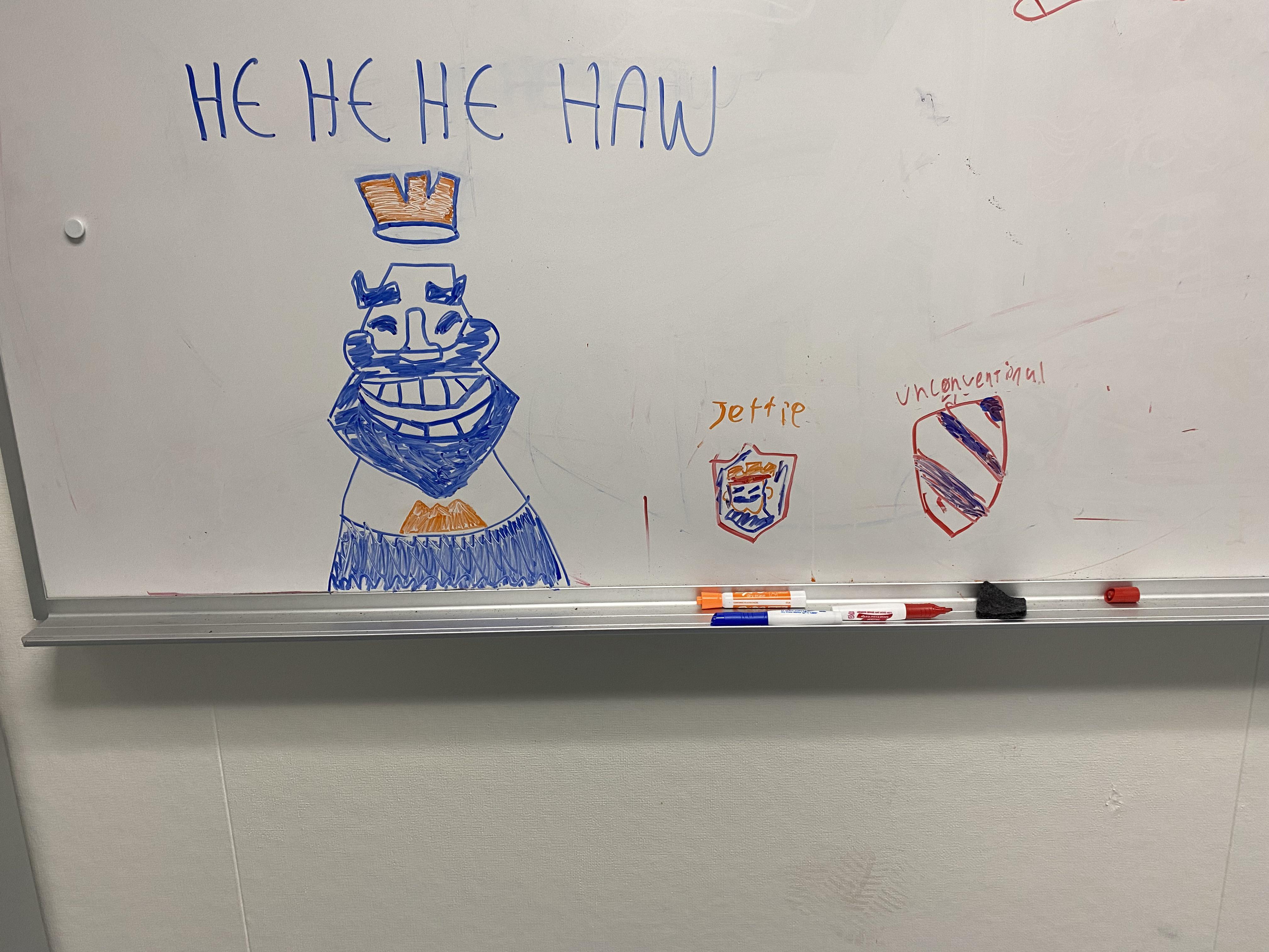 I made the king emote on my school whiteboard r/heeheeheehaw