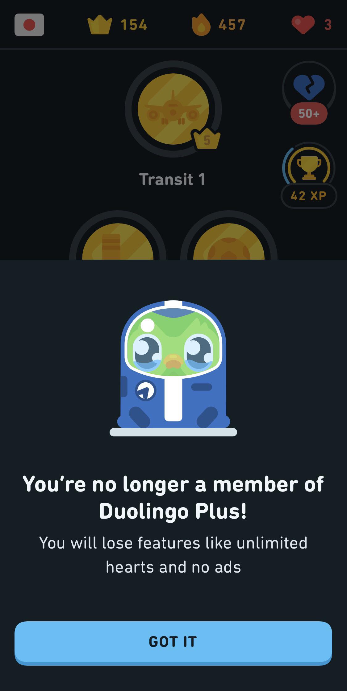 I keep getting this Duolingo plus trial expiration reminder after I did