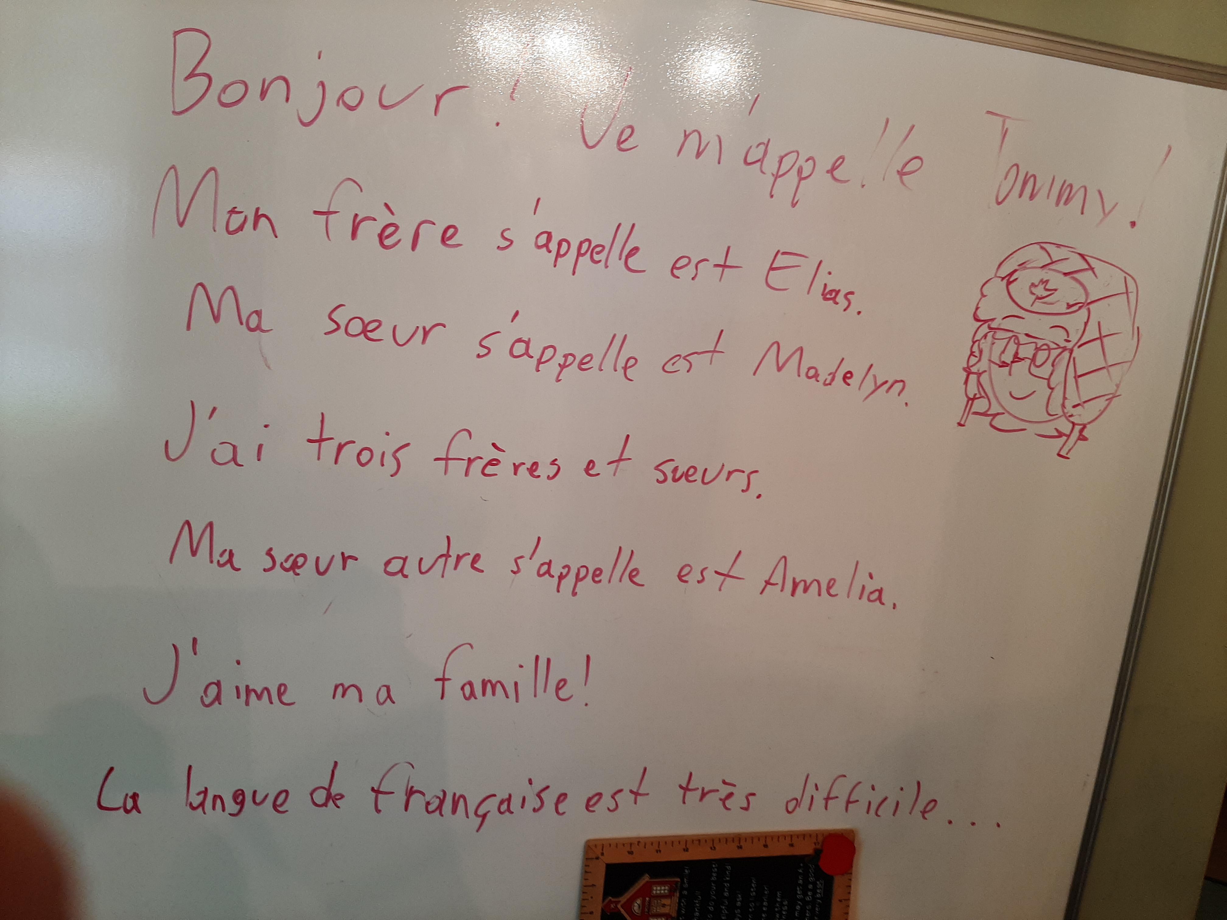 Still learning basic french. I'm visiting family and my little siblings