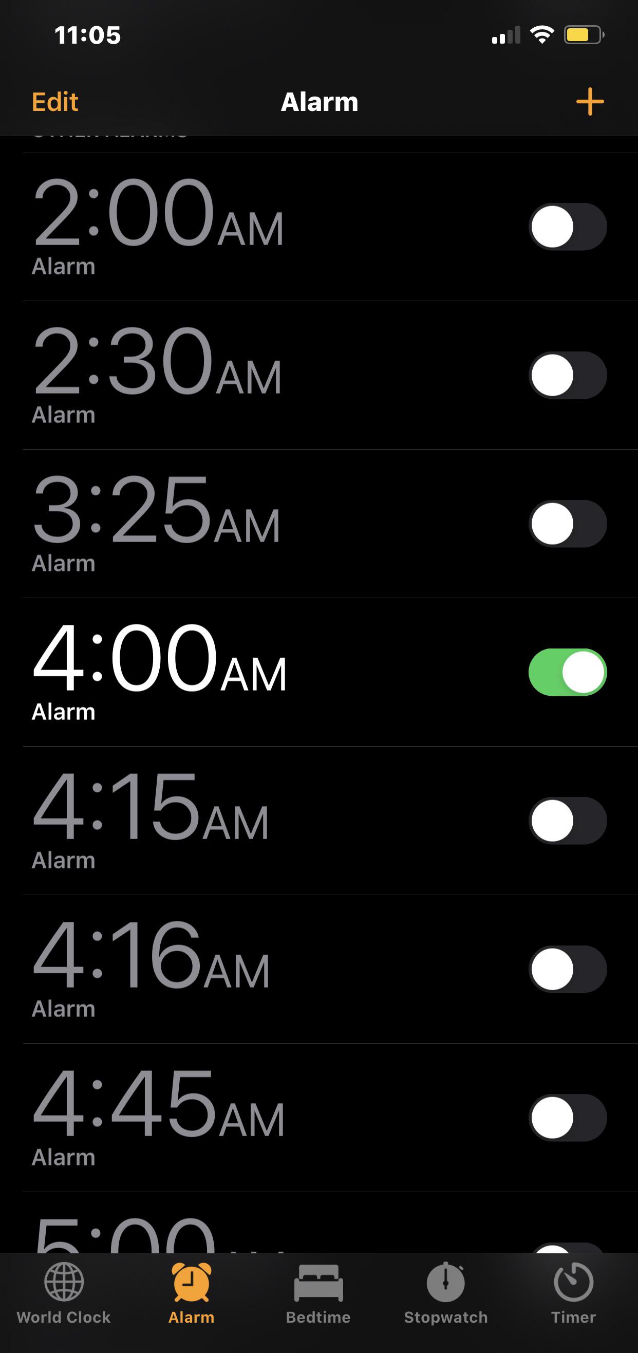 Huh? Why is my alarm set to 400 AM? To do my daily commissions of