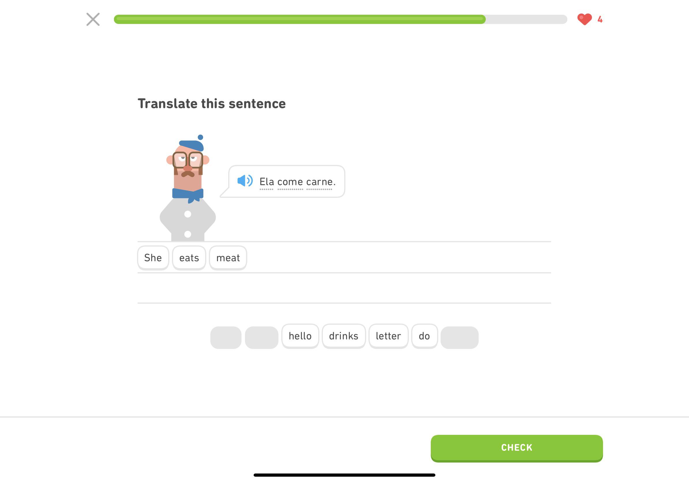Duolingo, I find your lack of vegan translations... disturbing r