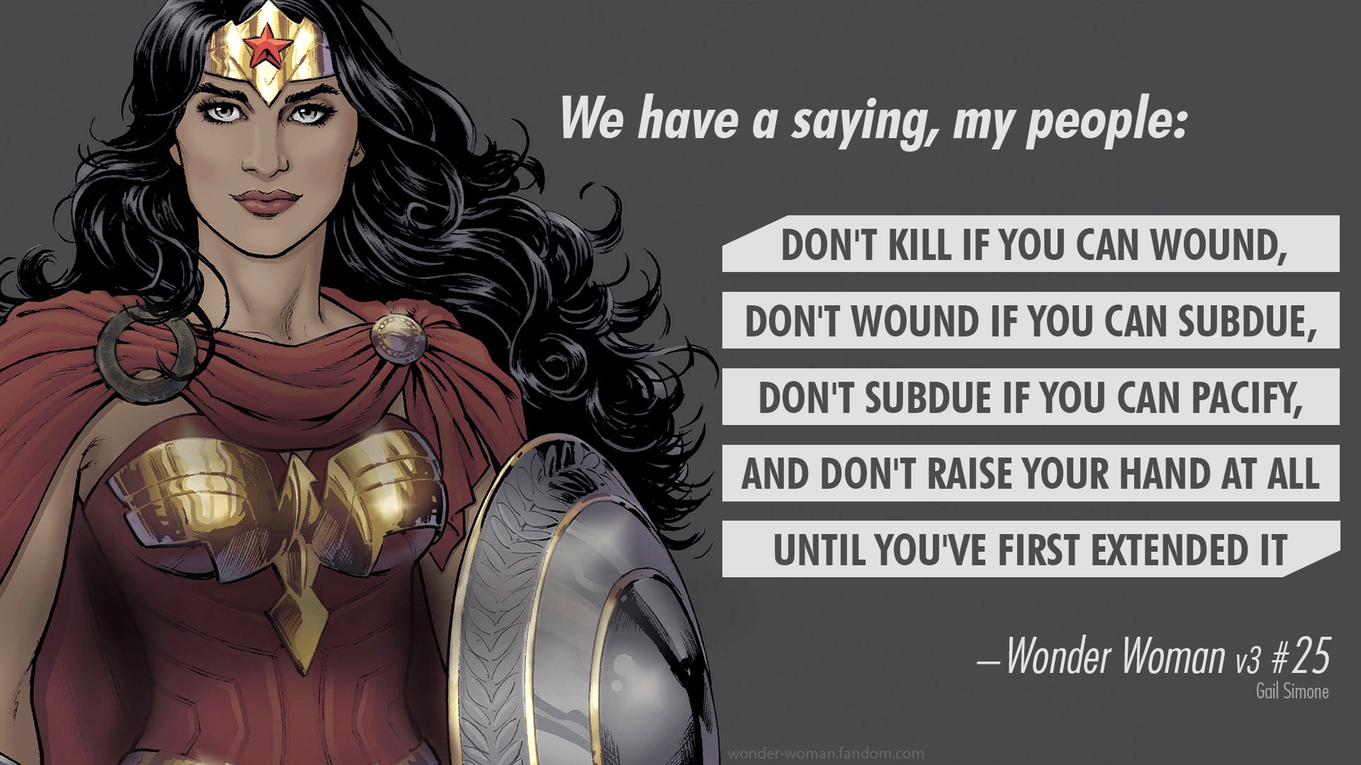 Amazon quote from Wonder Woman v3 25 by Gail Simone (art by Nicola