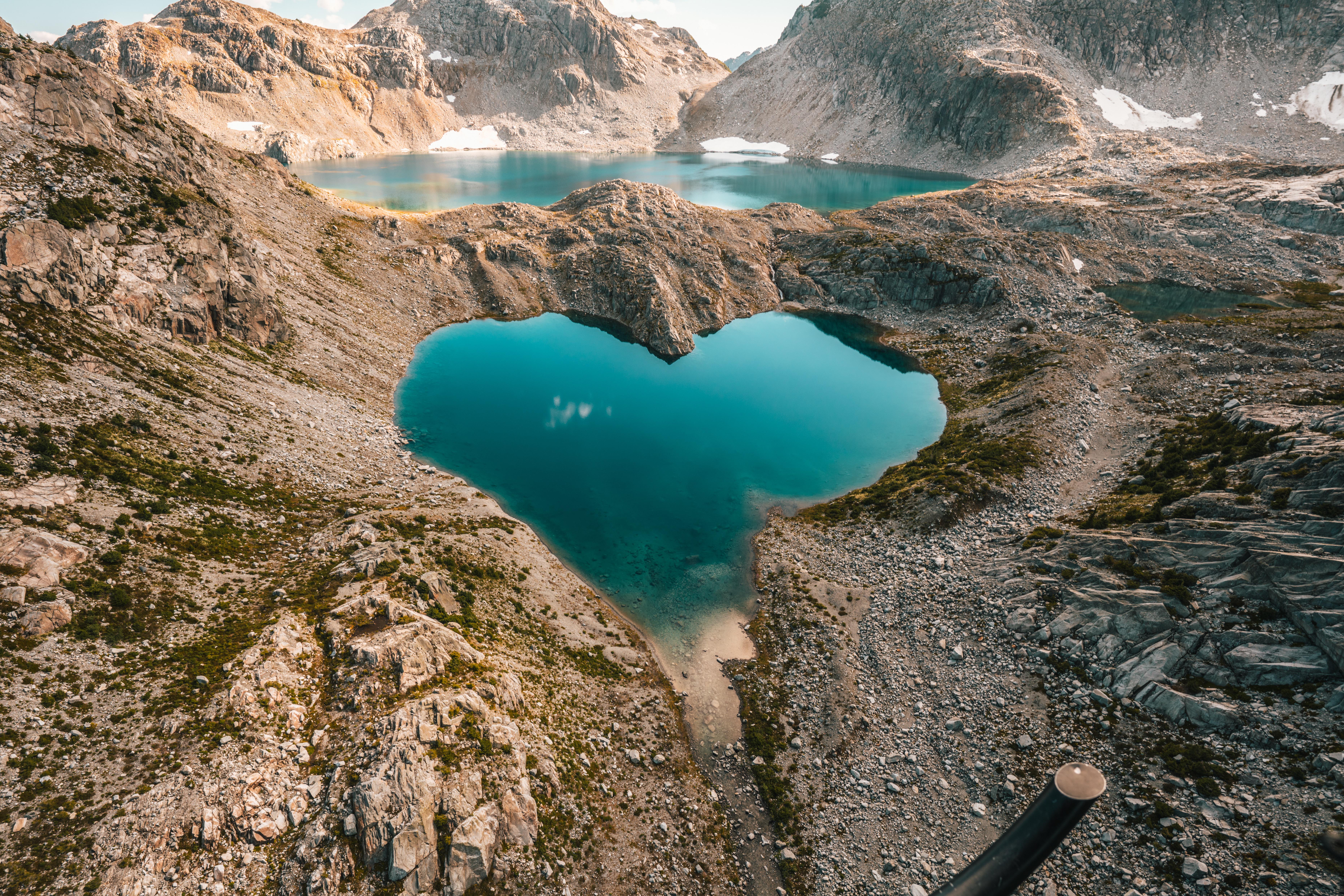 Checking out a heart shaped lake up in the moutains