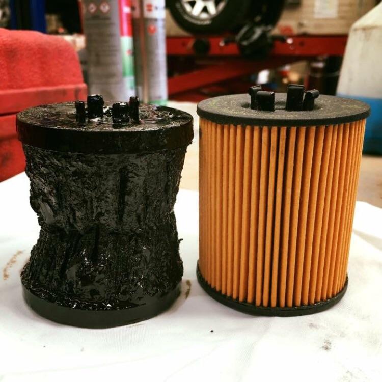 80,000 KM (49,000 M) without a filter change. Note the old filter