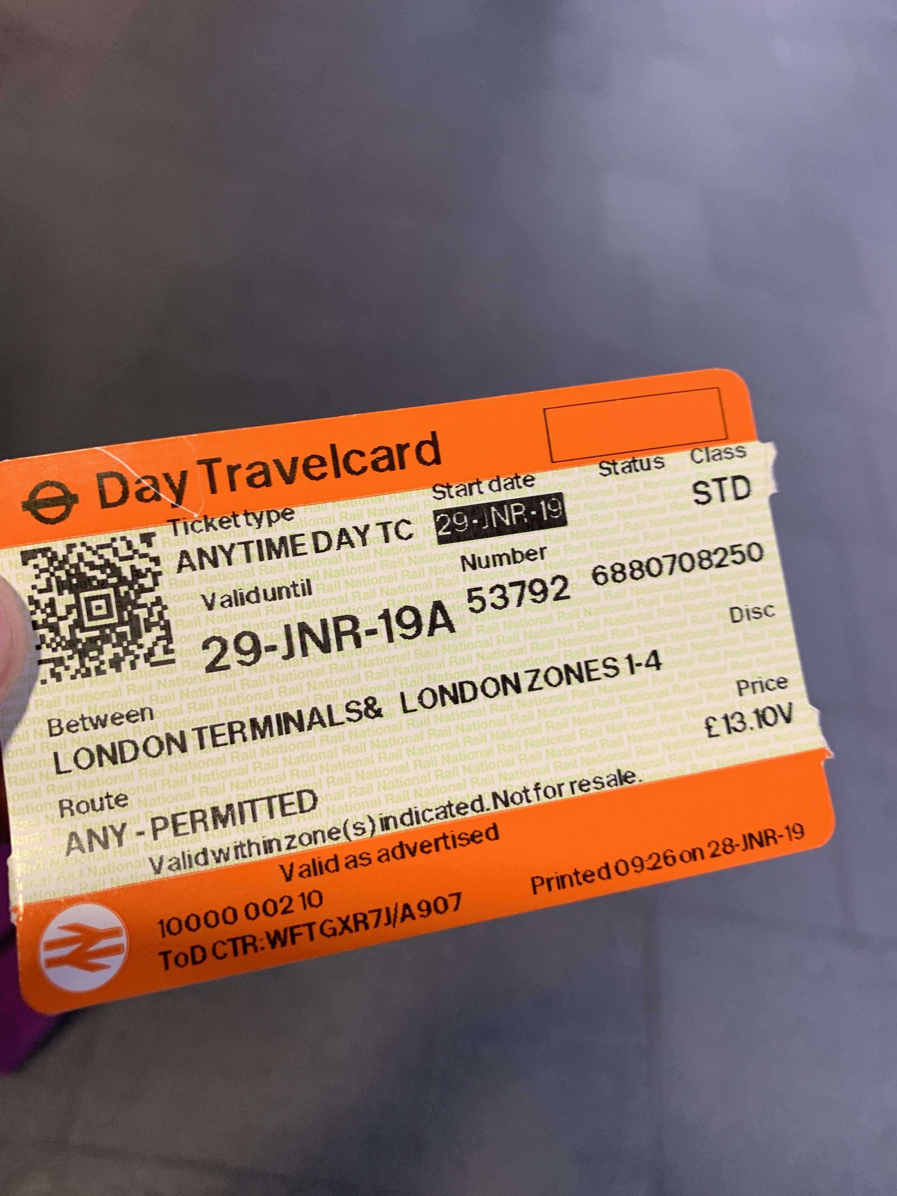 All day travel card for anyone that wants it Kings Cross r/CasualUK