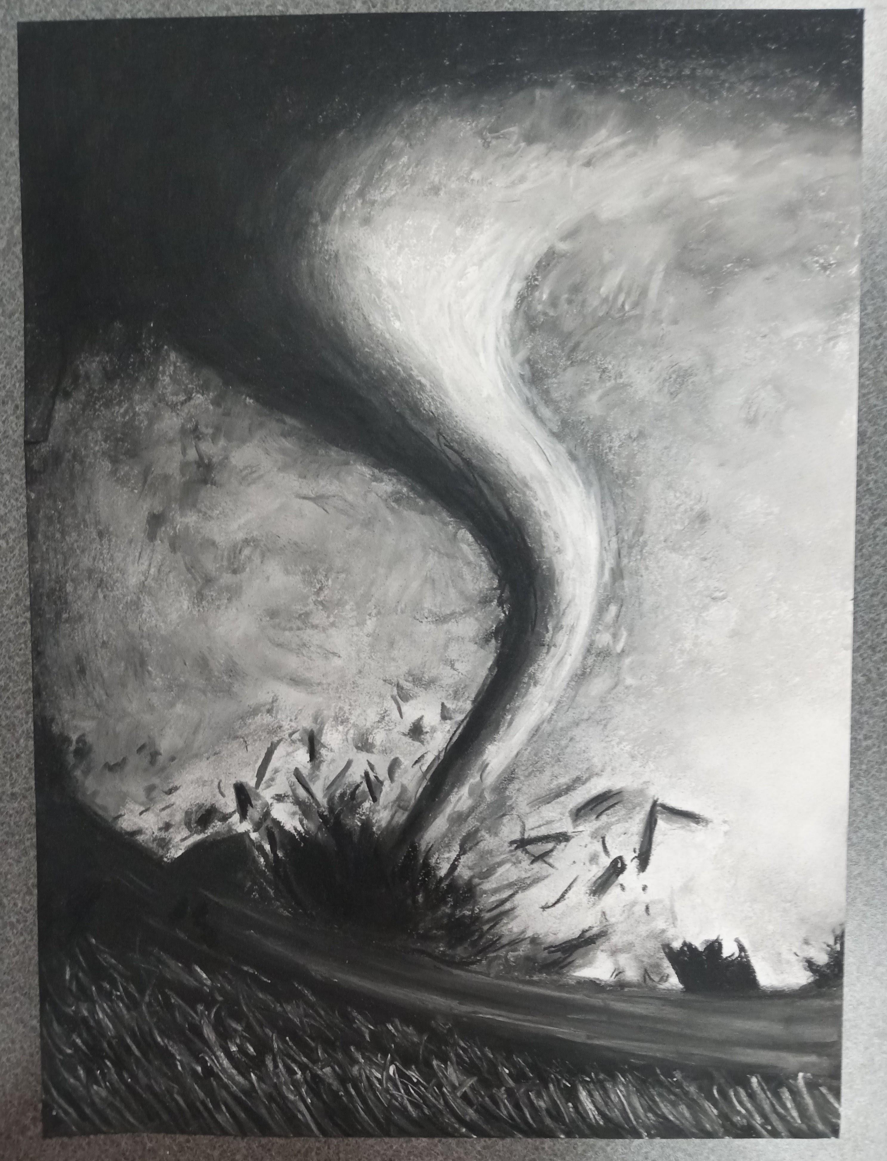 Yesterday in Iowa we had a couple of tornadoes so I drew one at school