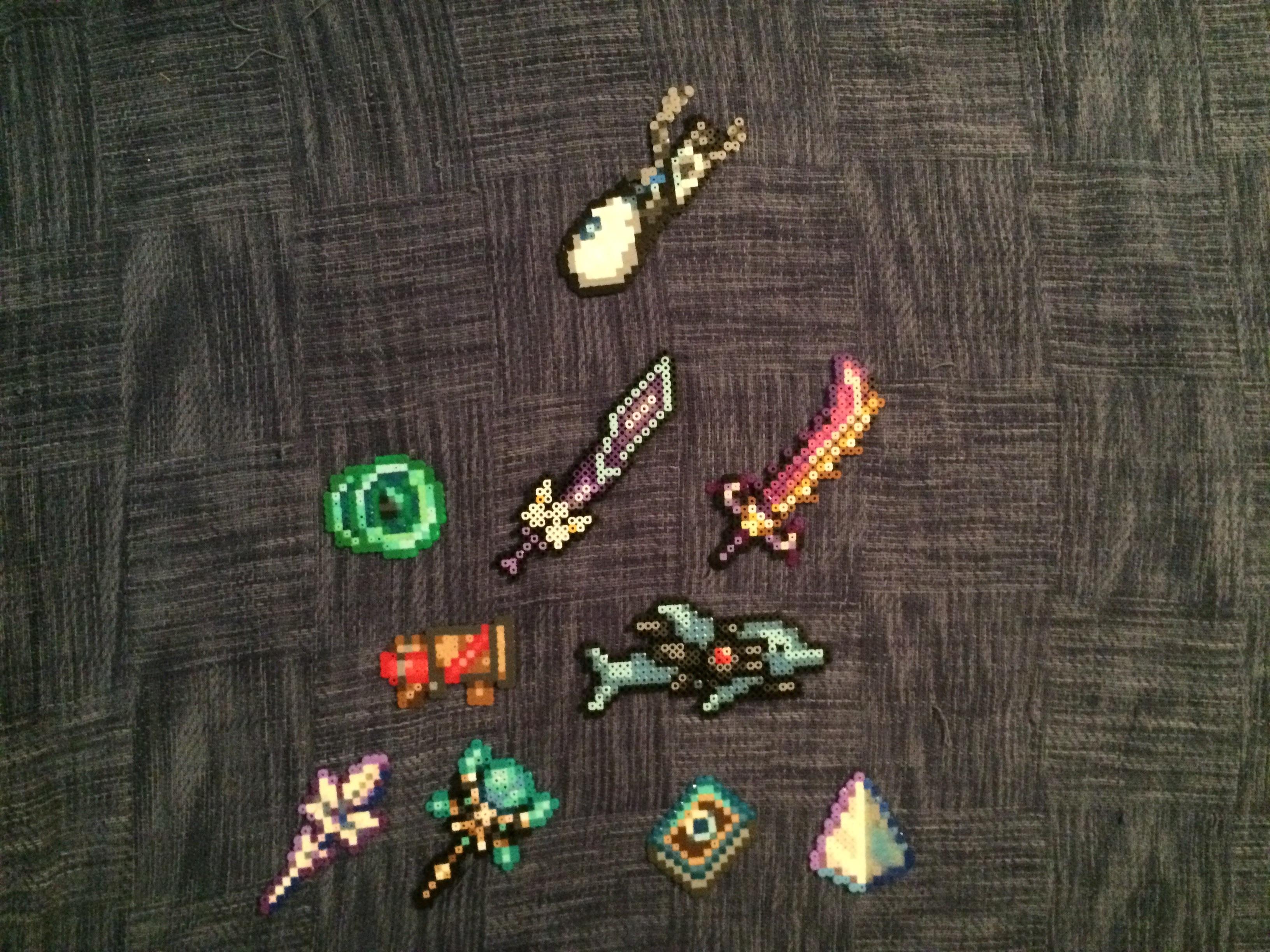 All Moon Lord weapons out of Perler Beads! r/Terraria