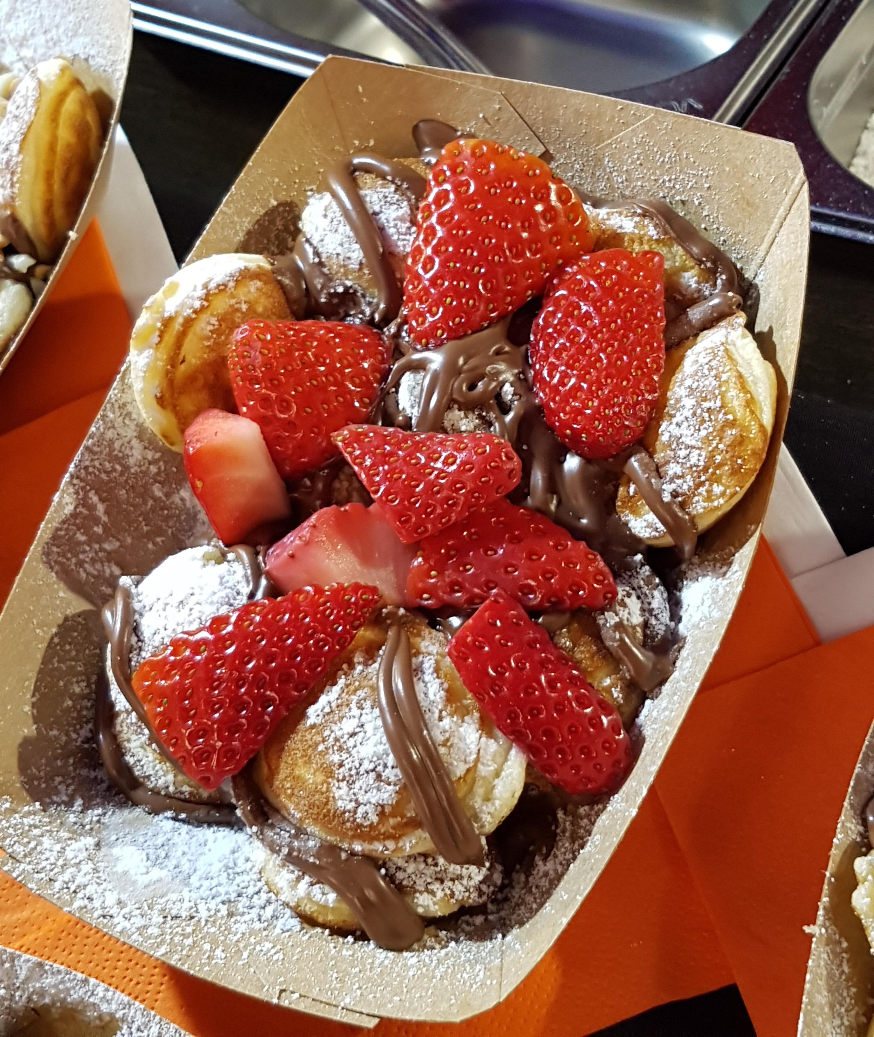 Dutch poffertjes mini pancakes seen in Brick Lane Market, London