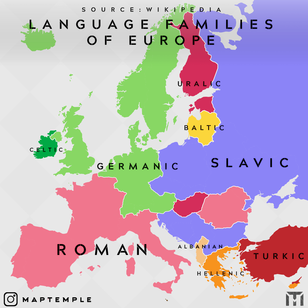 Language families of European countries. r/MapPorn