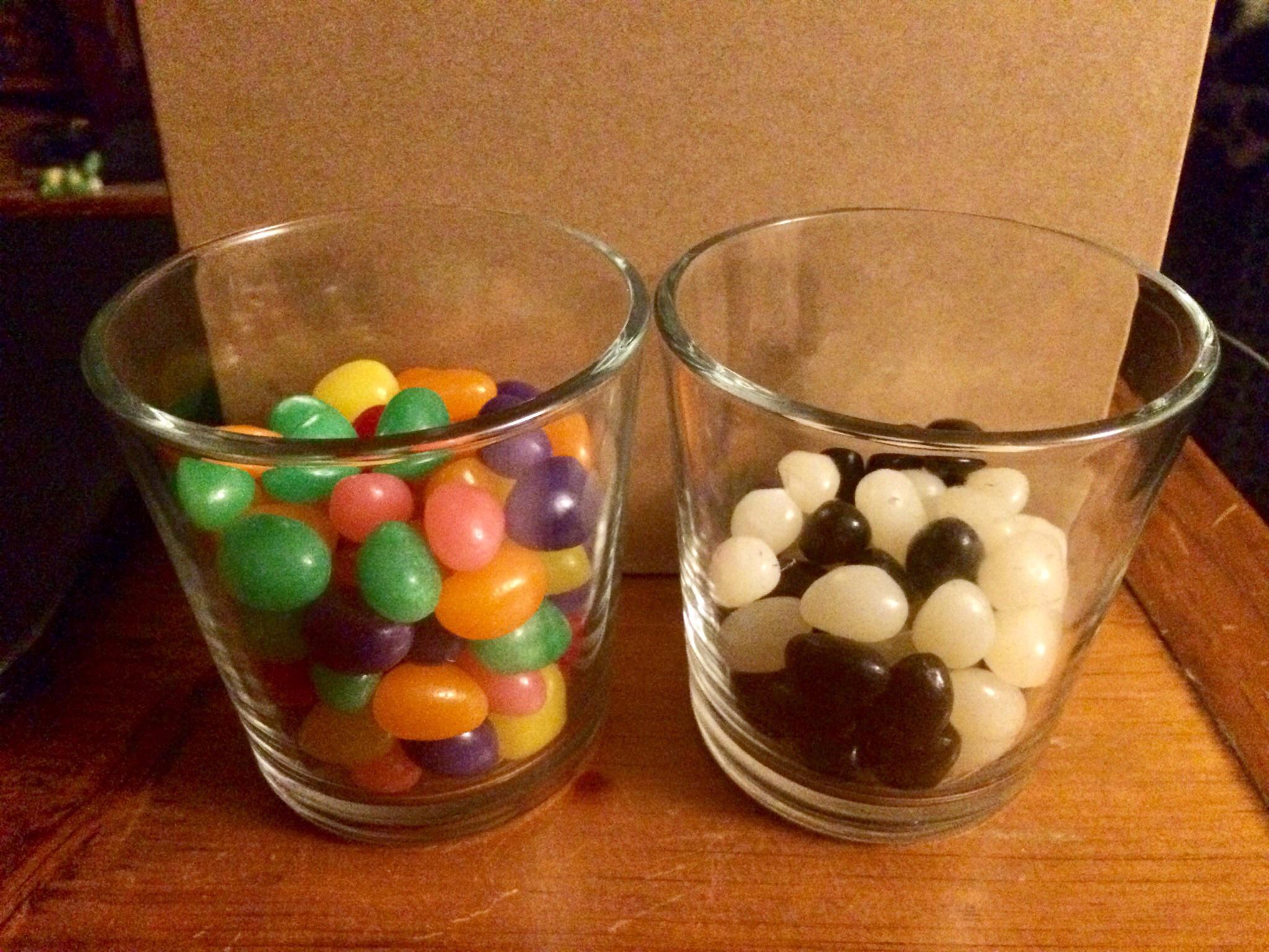 I'm allergic to white jelly beans and don't like the black ones, so