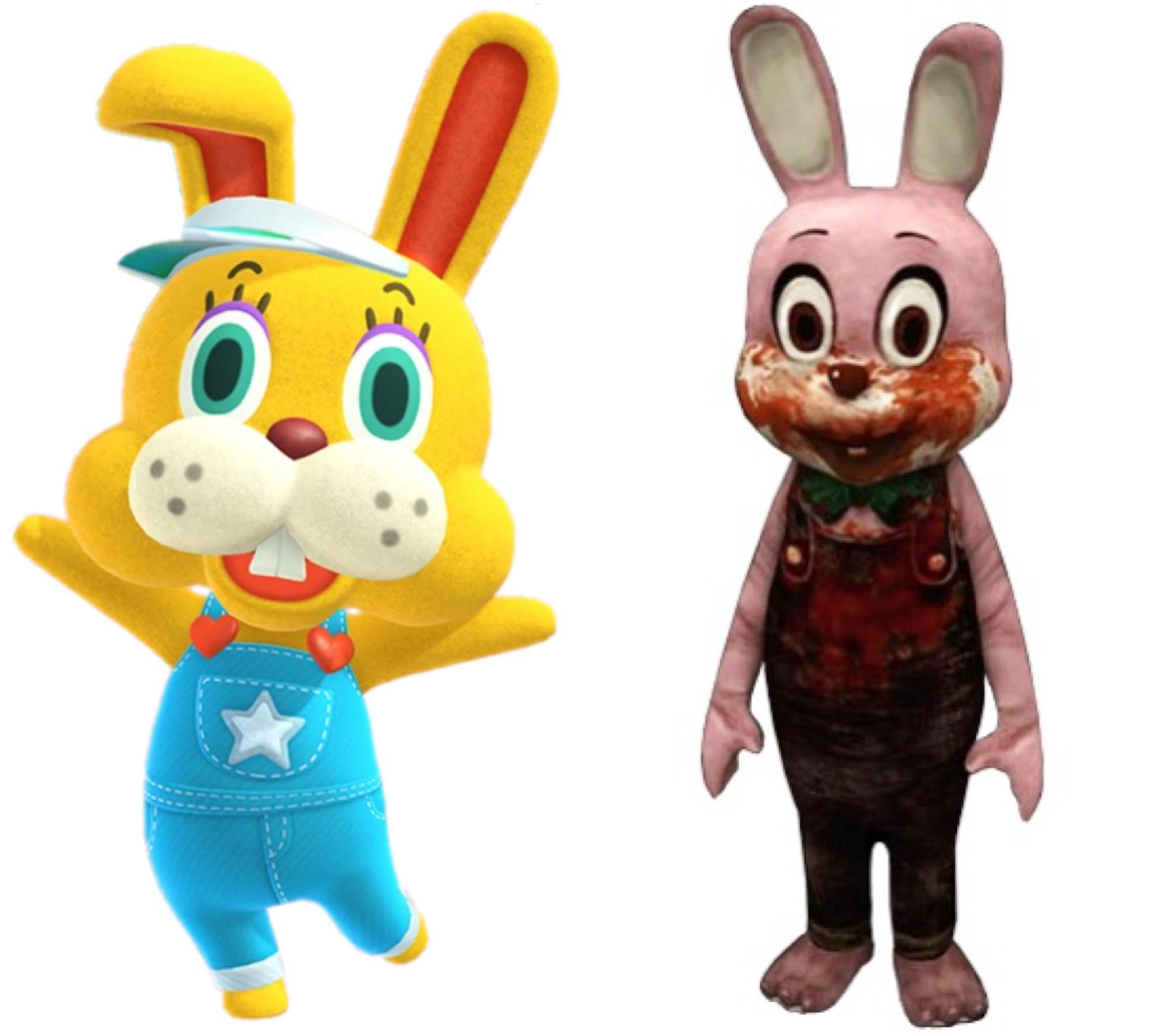 Realized why I find Zipper T. Bunny so unsettling... 😂 (Right bunny is