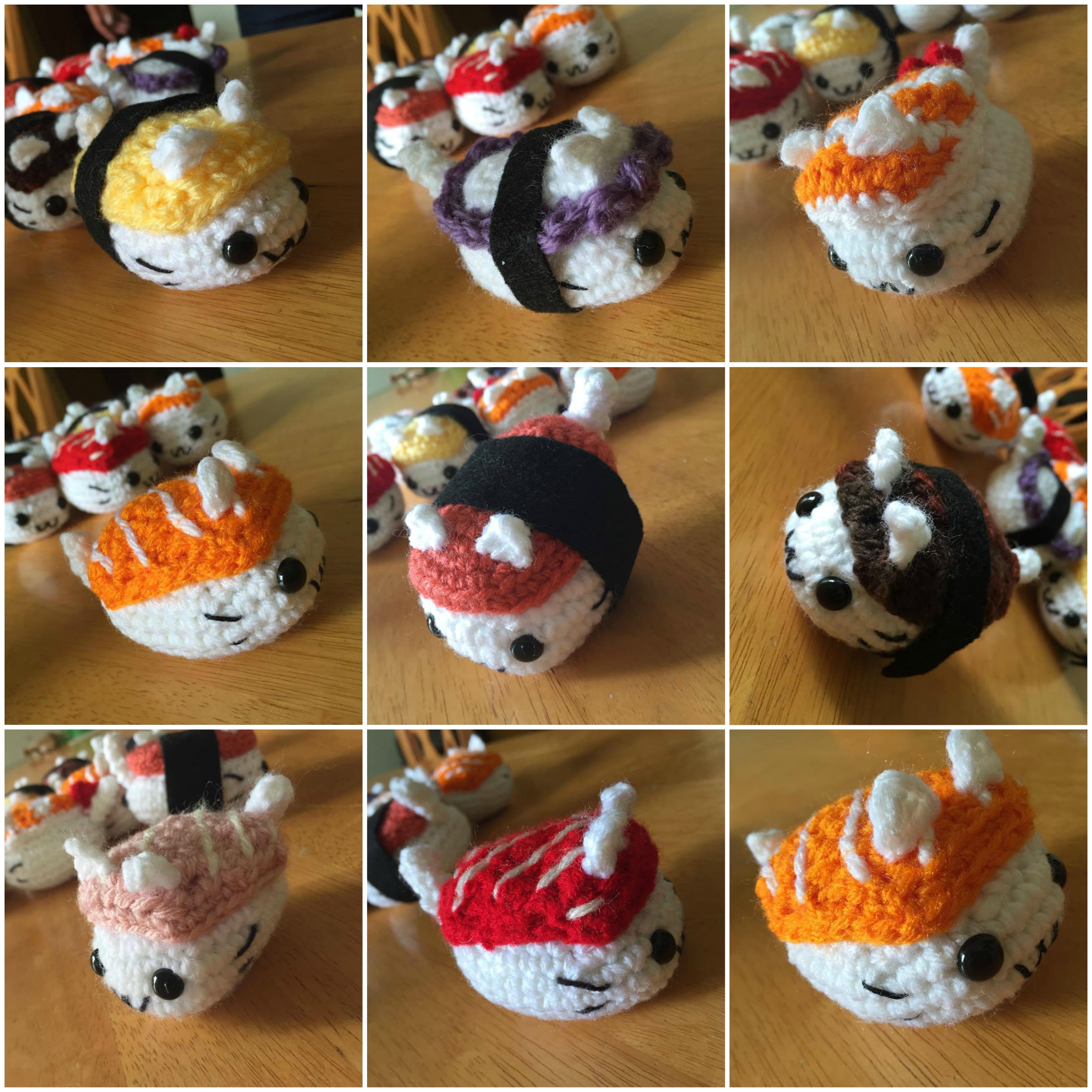 Sushi Cat Crochet with all the different sushi types! r/crochet
