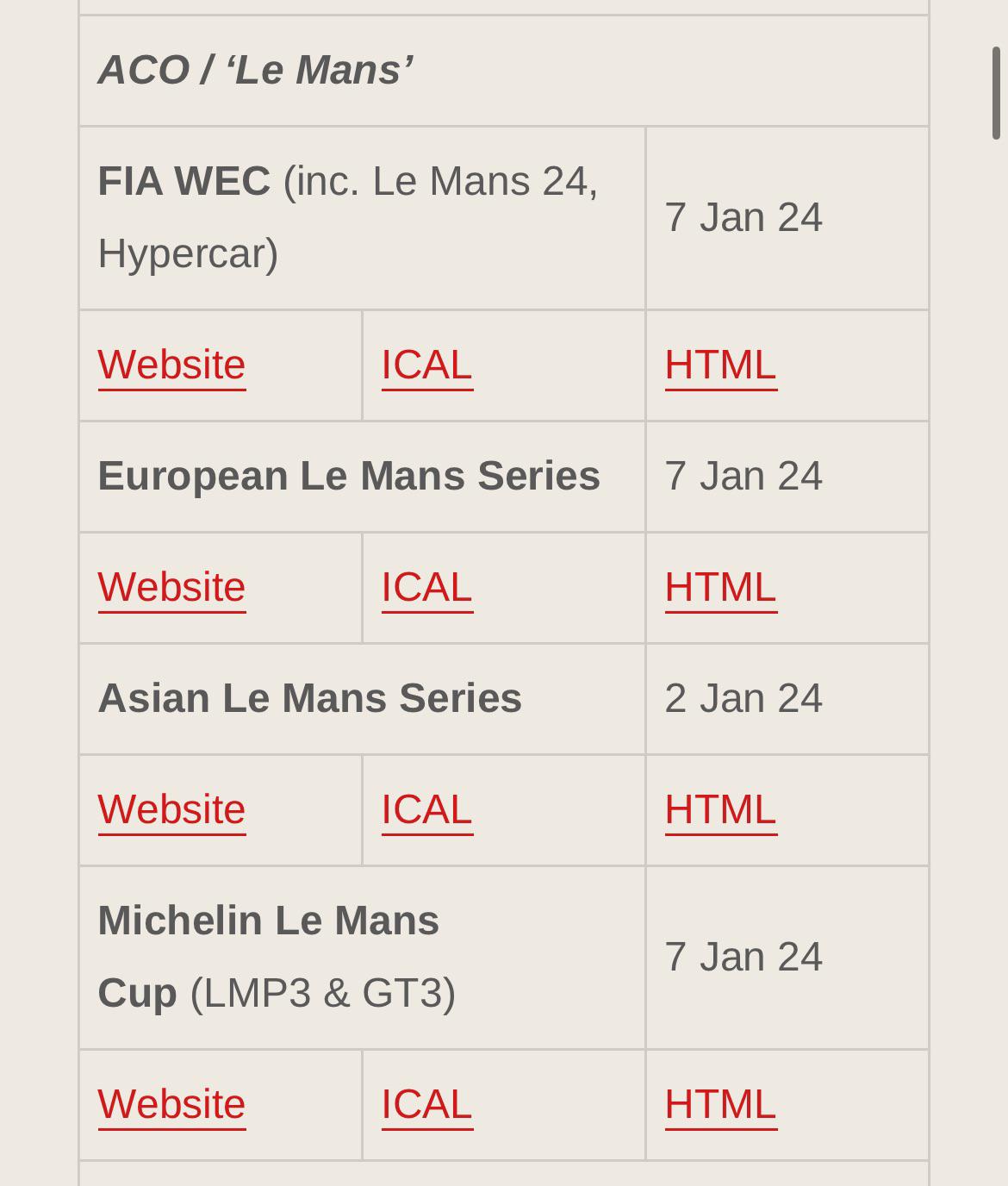 Where I can download the Google Calendar? r/wec
