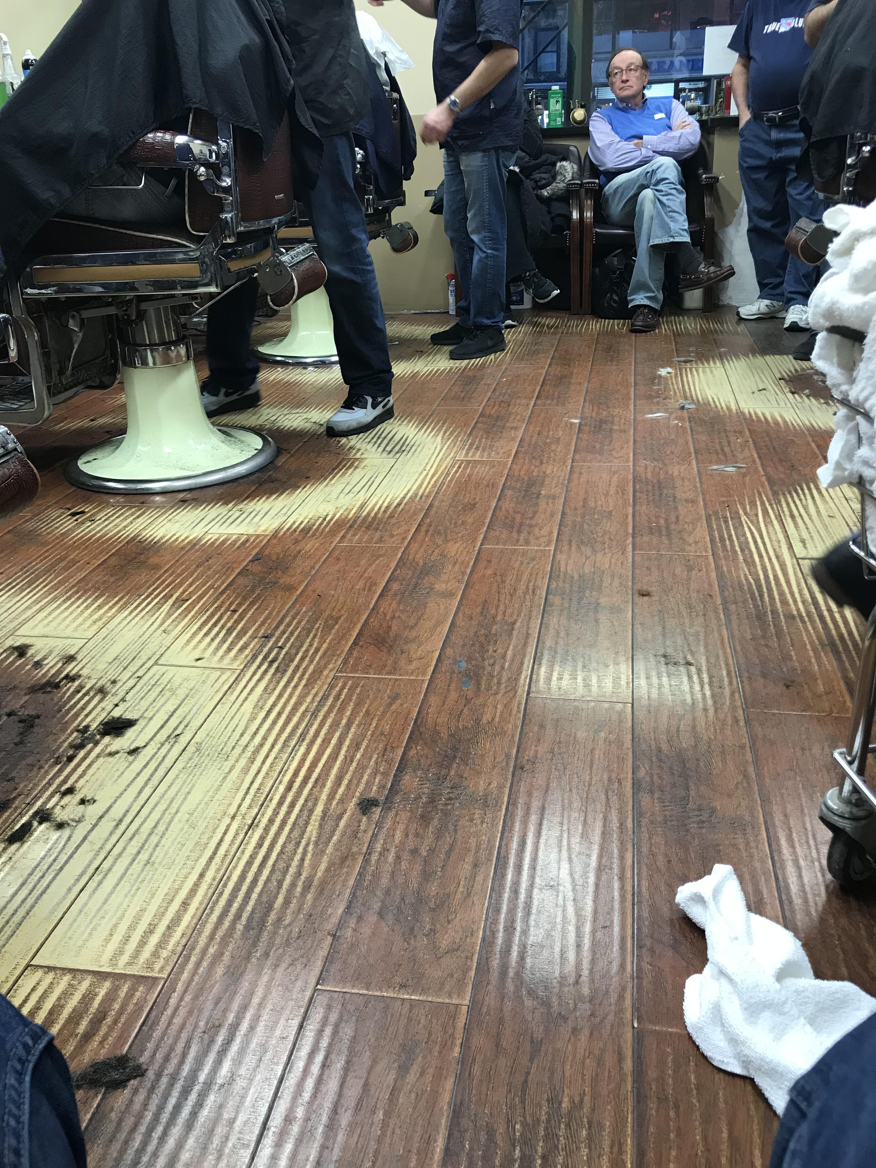 The way the floor has faded in near perfect semicircles at this barber