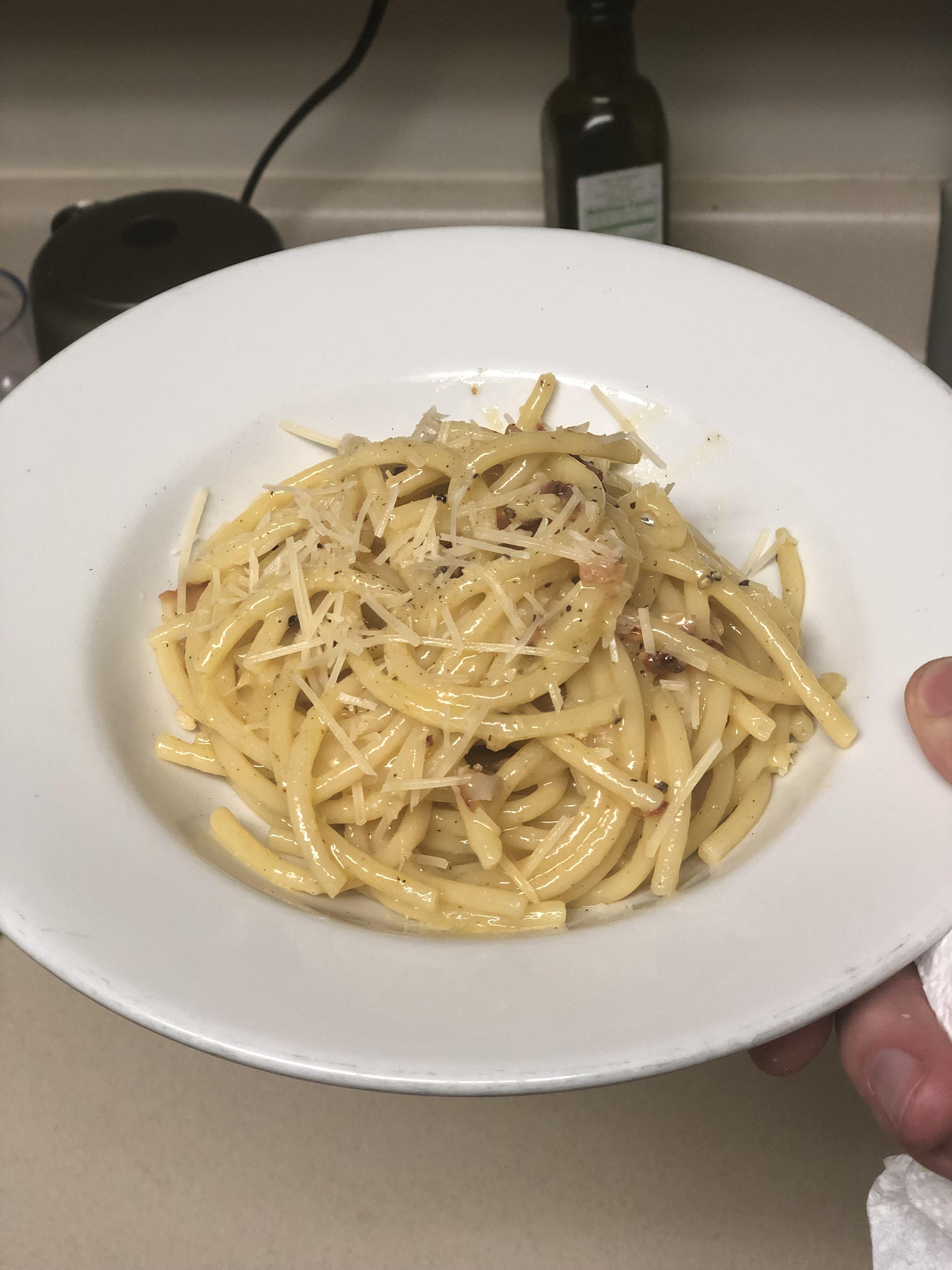 [Homemade] Bucatini Carbonara r/food