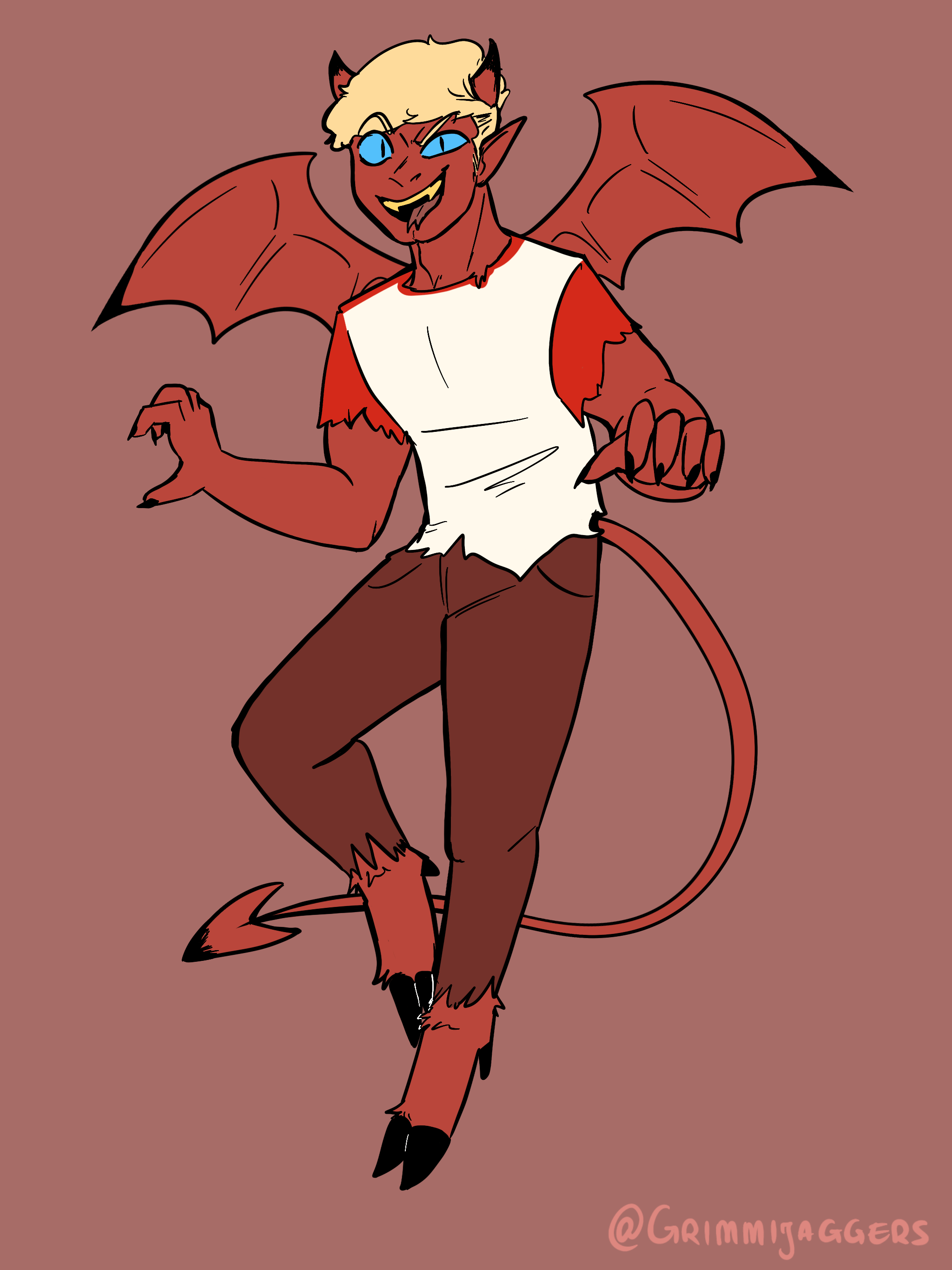 I’m drawing dsmp as monsters for spooky month. Day 1 Tommy (demon) r