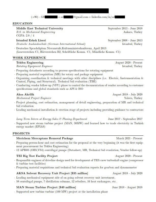 I would appreciate any feedback. Rotating equipment engineer from Turkey. Looking for jobs in