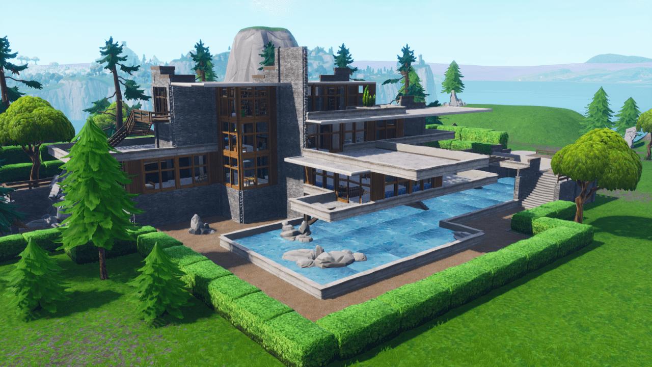 Fallingwater by architect Frank Lloyd Wright recreated in Fortnite