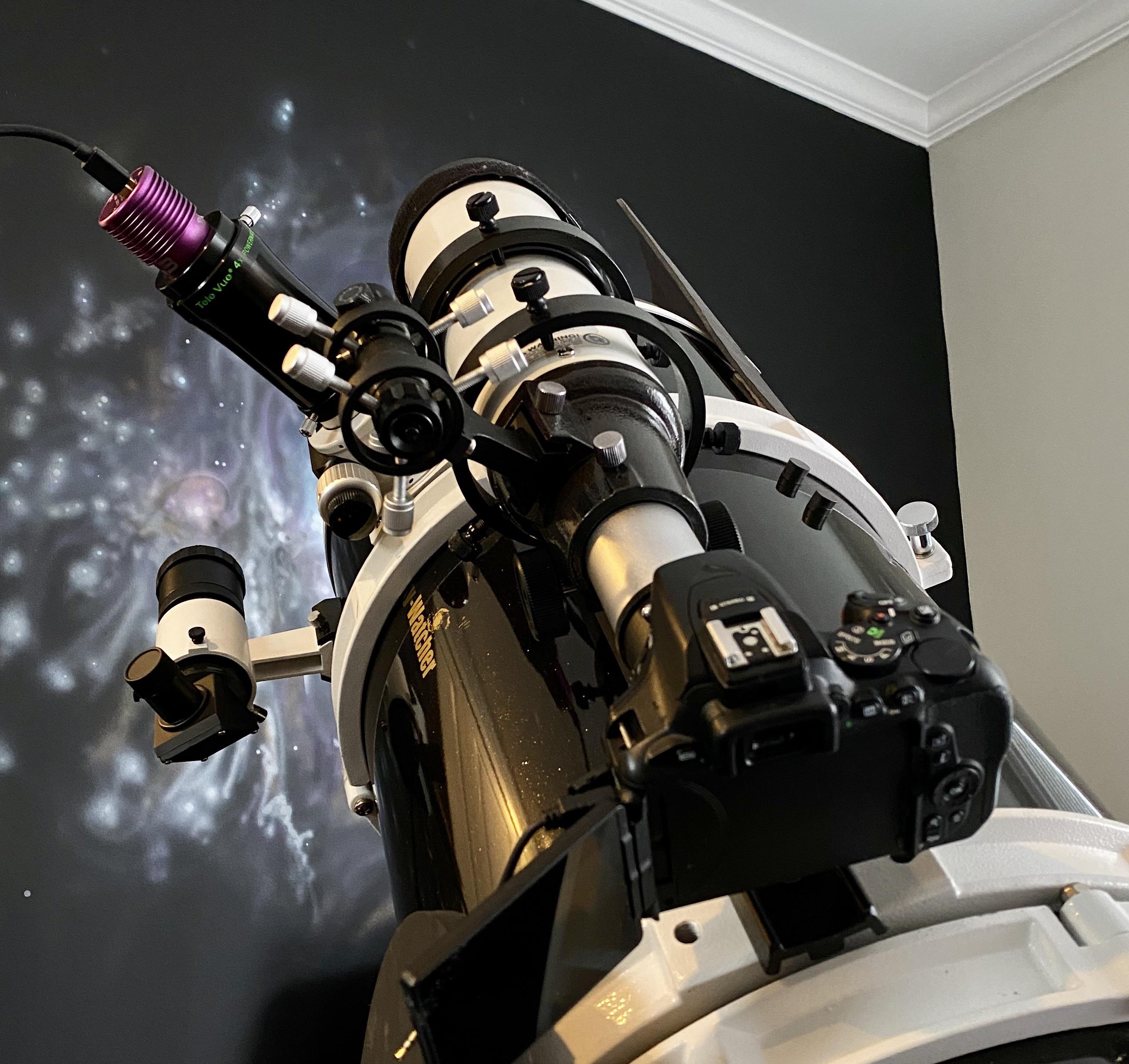 The “business end” of my imaging rig. Altair GPCAM3, 4x Powermate on Skywatcher