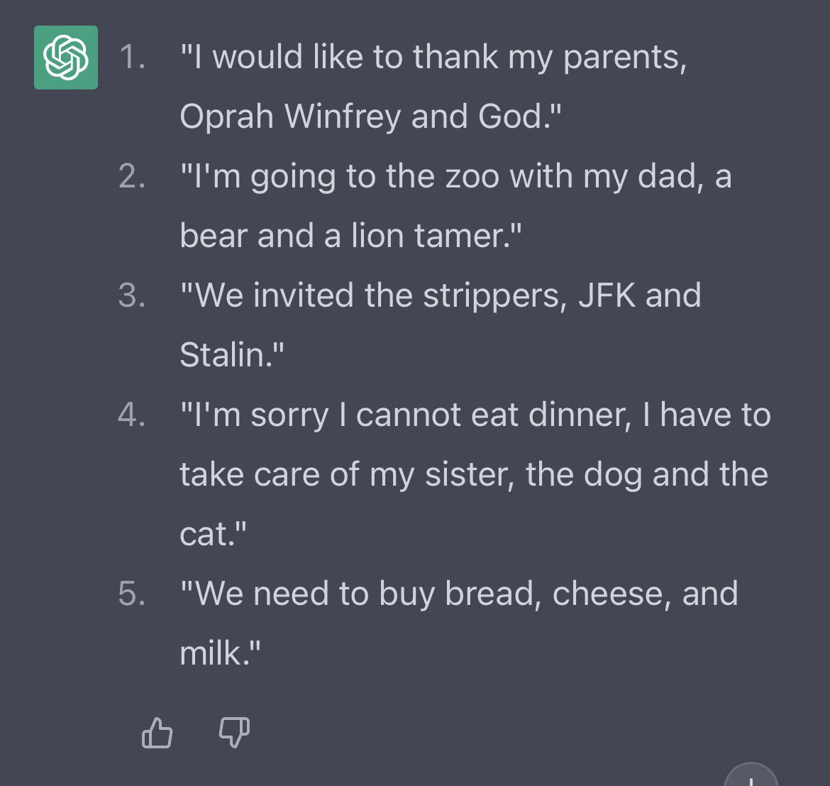 I asked for sentences that had a different meaning without the Oxford