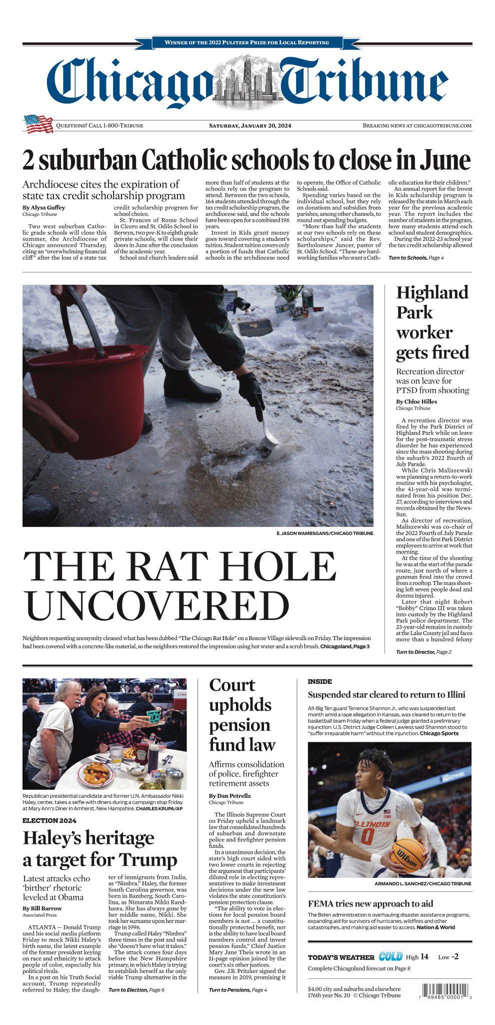 The front page of today’s Chicago Tribune r/chicago