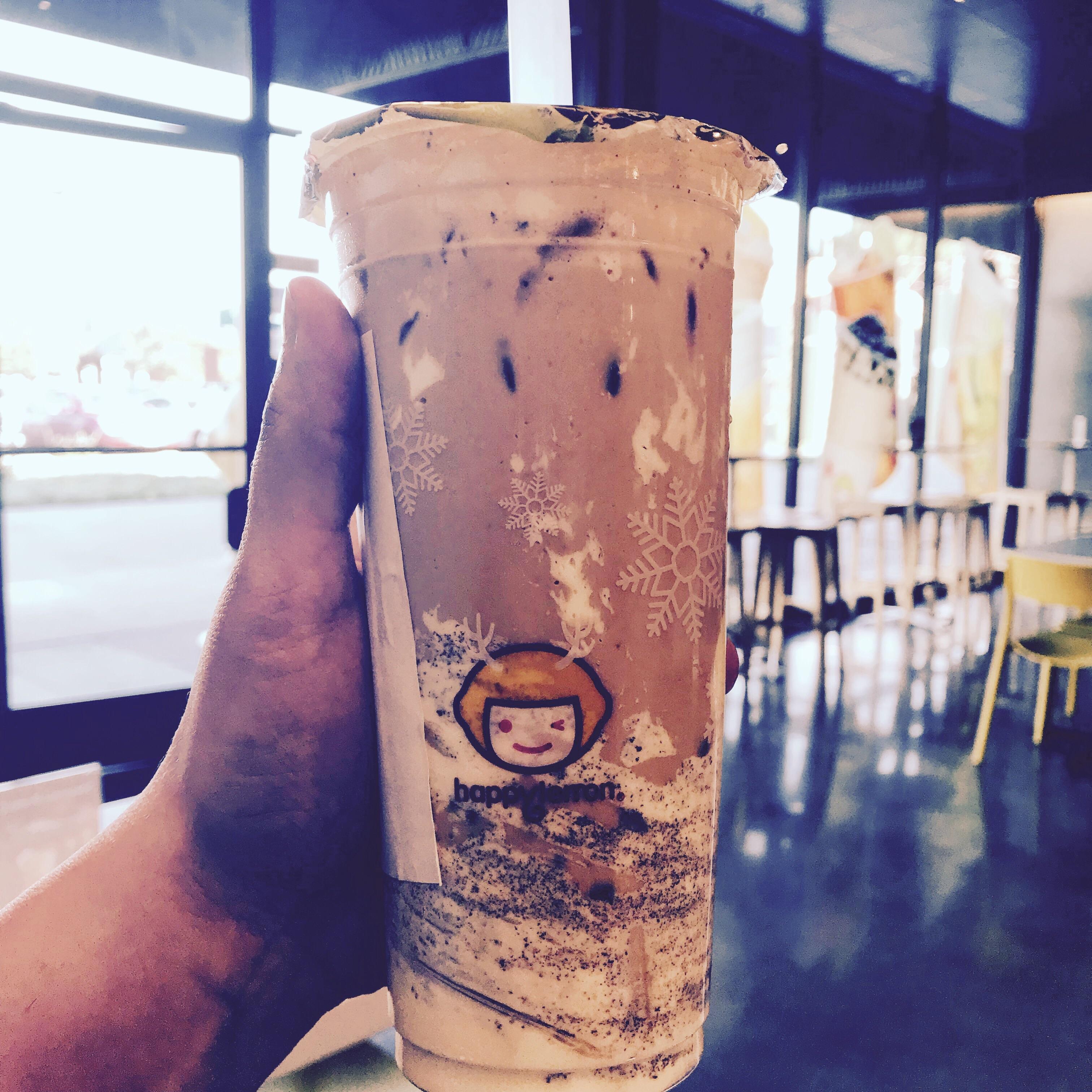 Milk tea with boba, Oreo cookies and puff cream r/boba