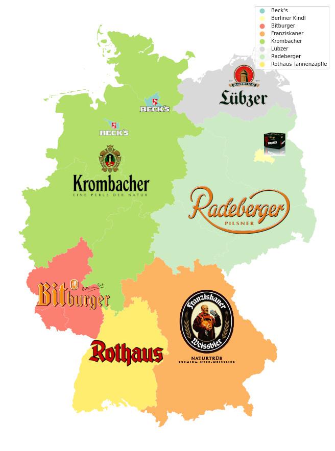 Germany's most popular beer brands per state r/MapPorn
