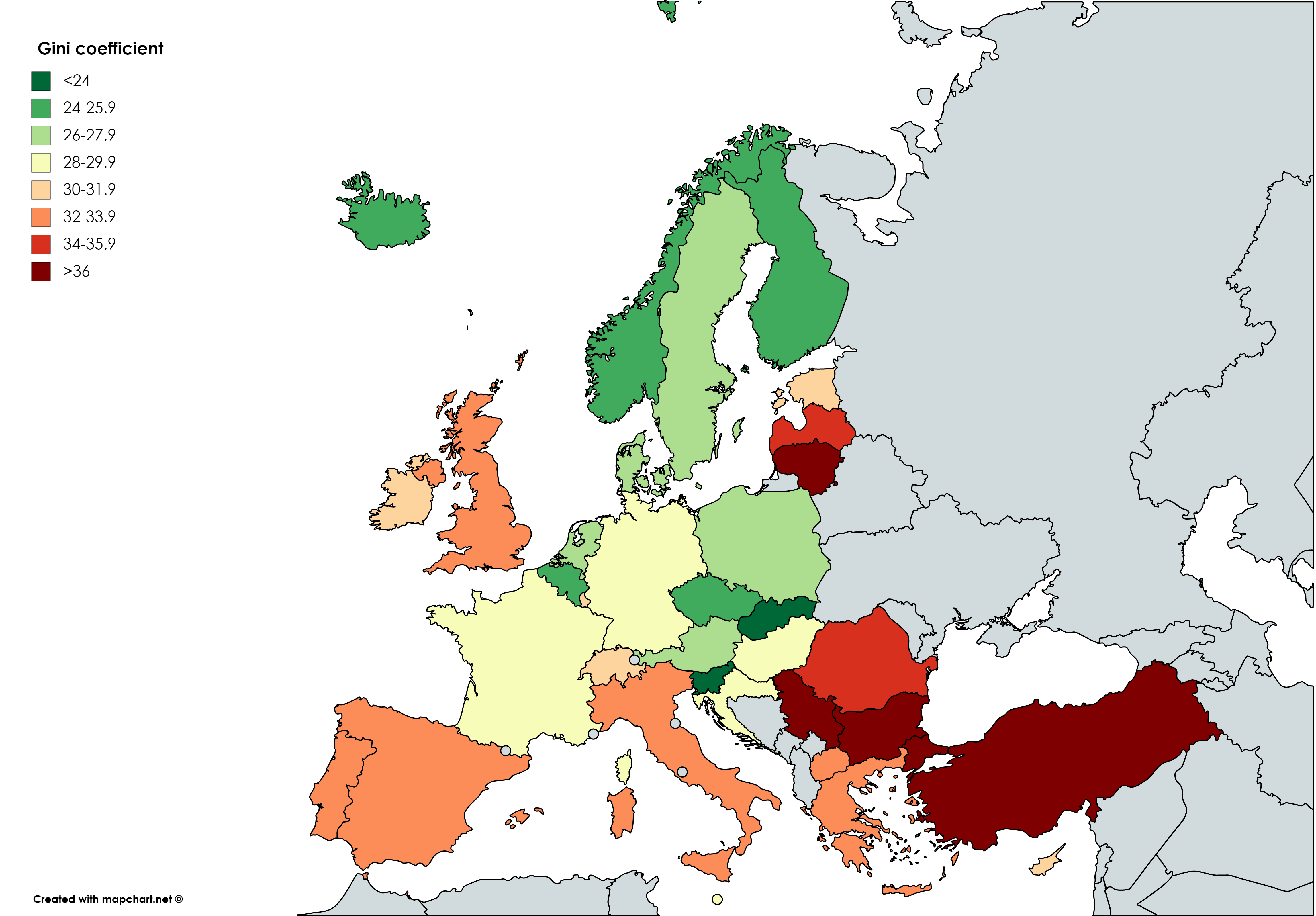 Gini coefficient in Europe (Eurostat) r/europe
