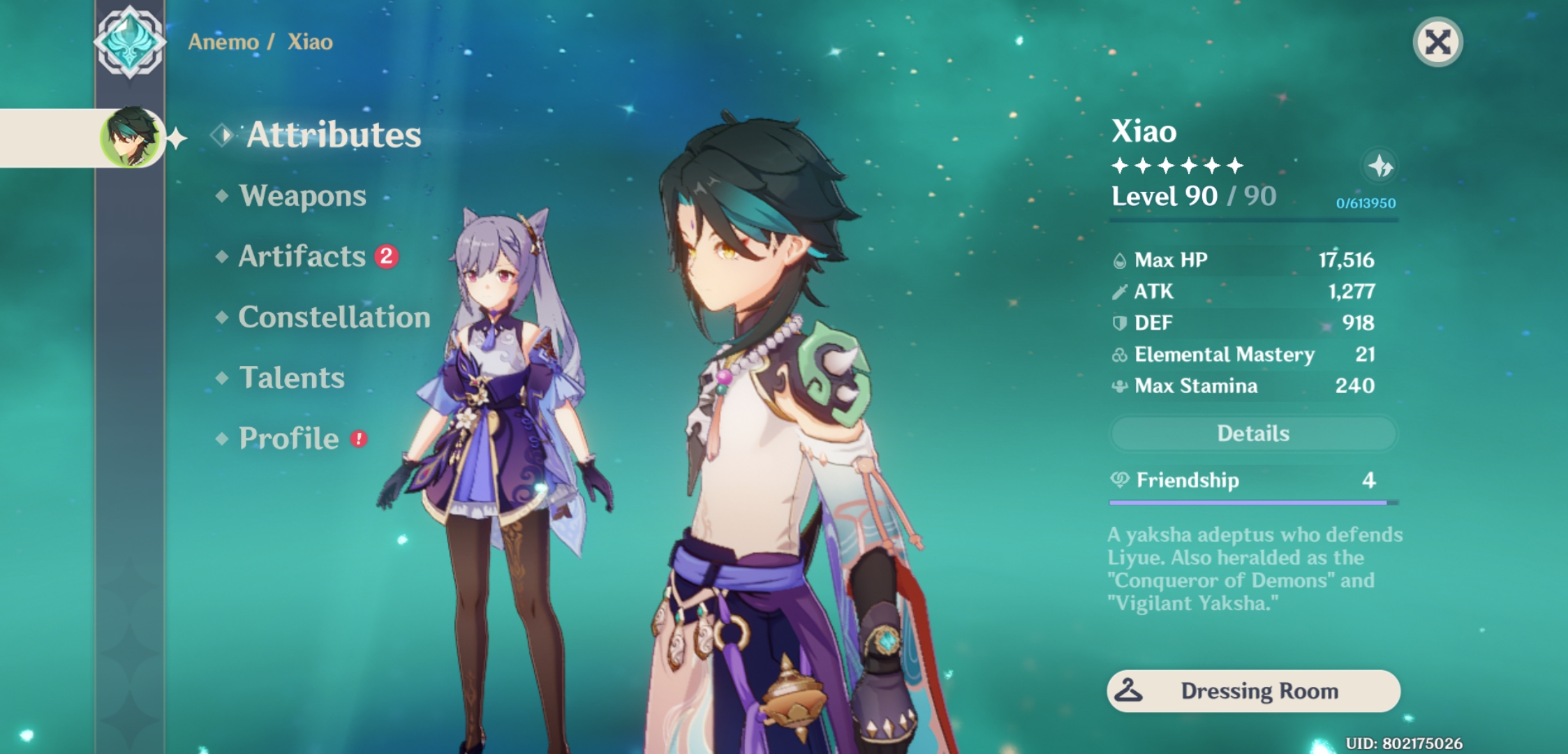 Yuheng of the Liyue Qixing wants to infiltrate Xiao's character screen